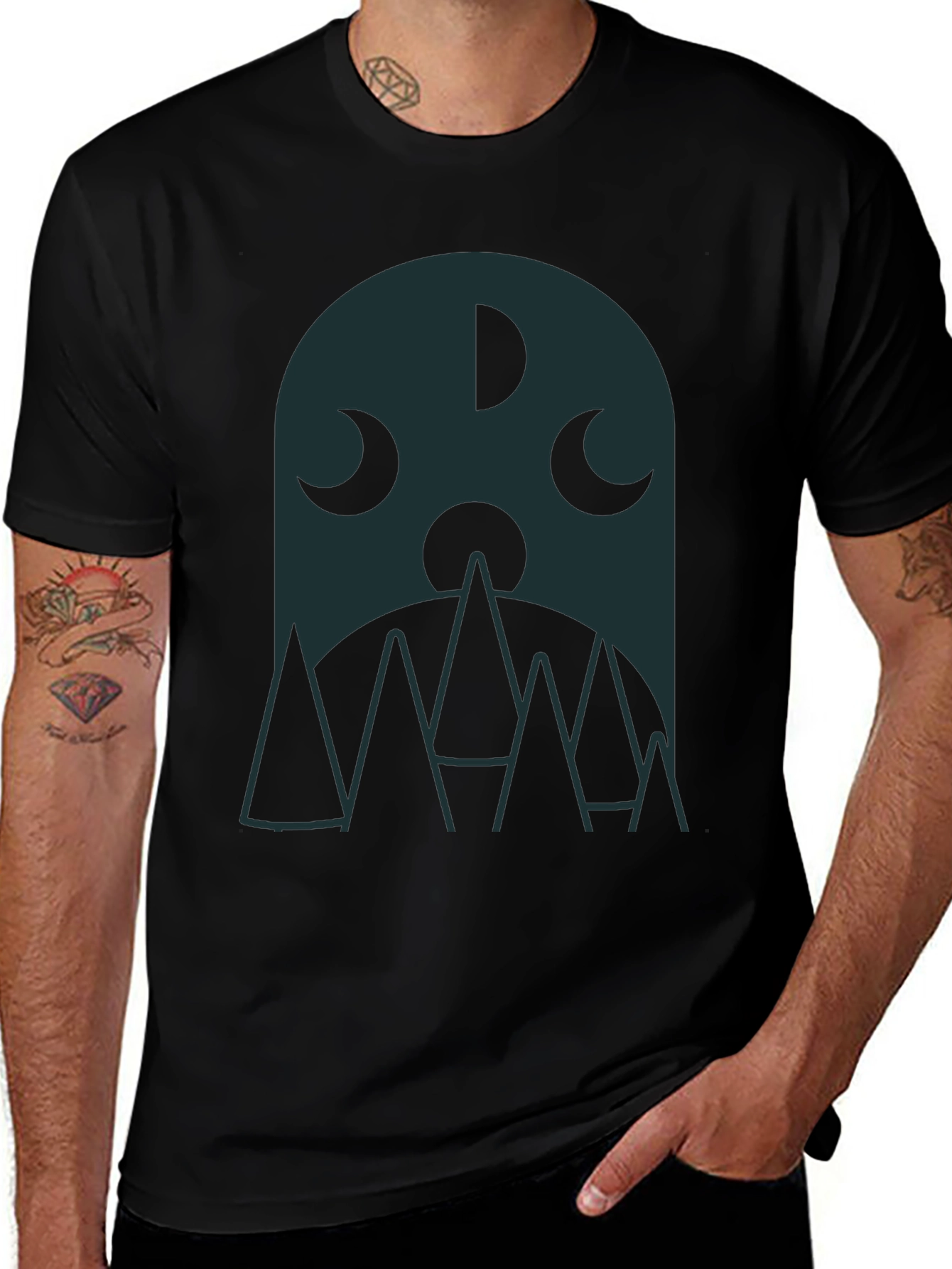 Variant 13 of Abstract Moon Mountain Graphic T-Shirt