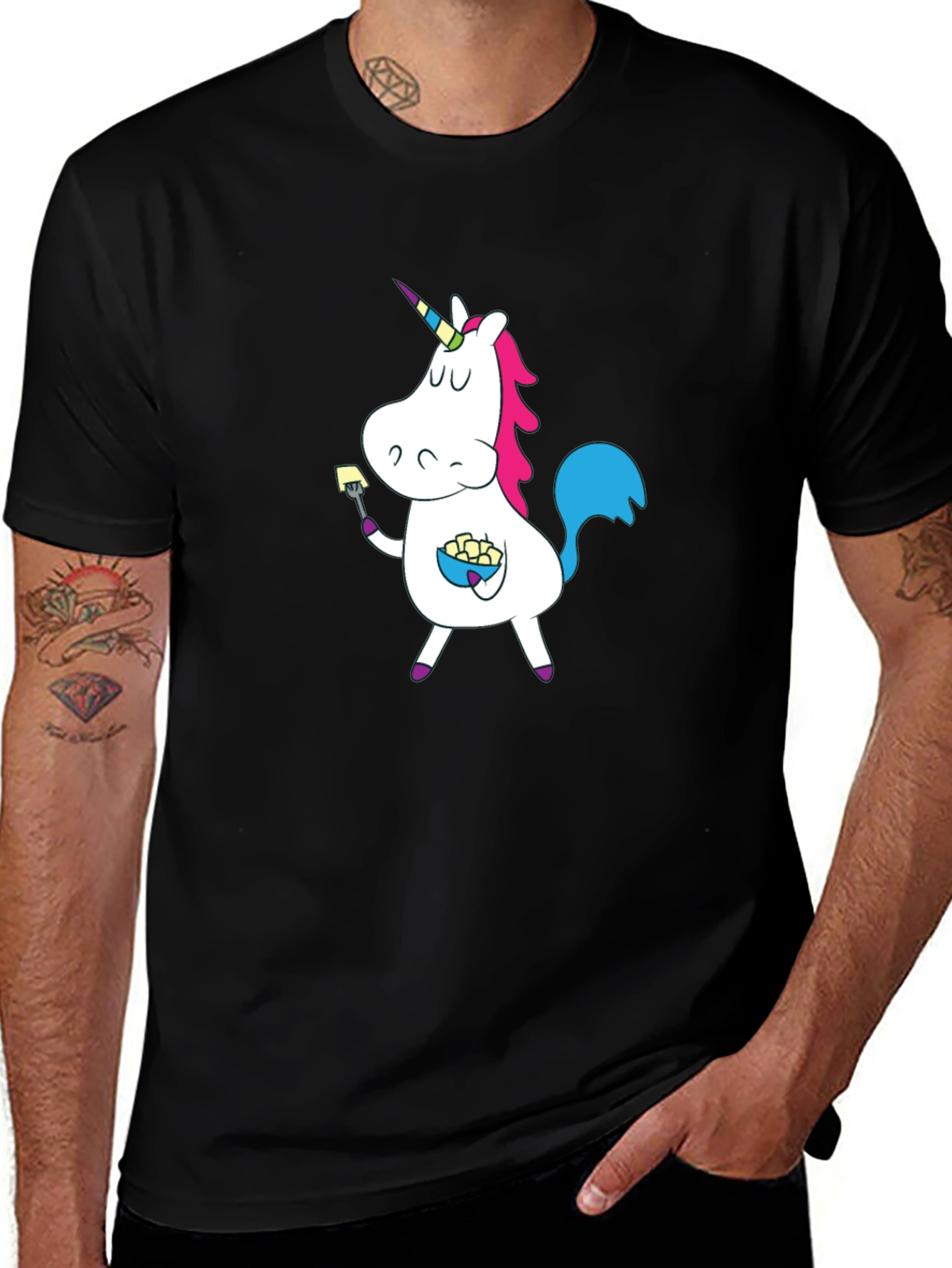 Variant 29 of Unicorn Eating T-Shirt - Fun Cartoon Graphic Tee