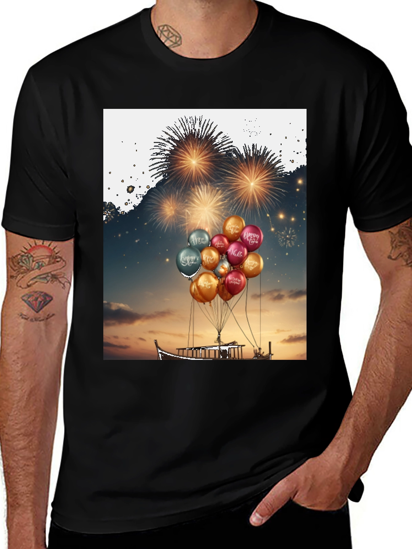 Variant 24 of Fireworks & Balloons Boat Ride T-Shirt