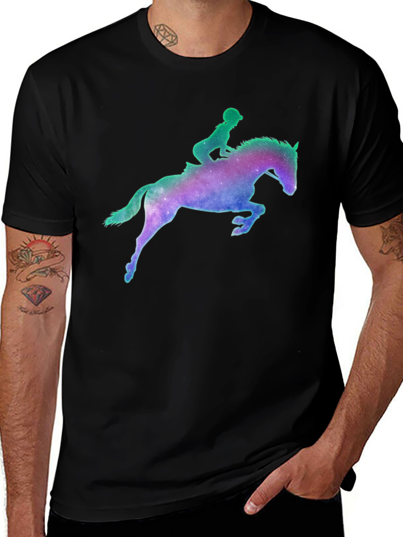 Variant 4 of Galaxy Horse Rider Graphic Tee
