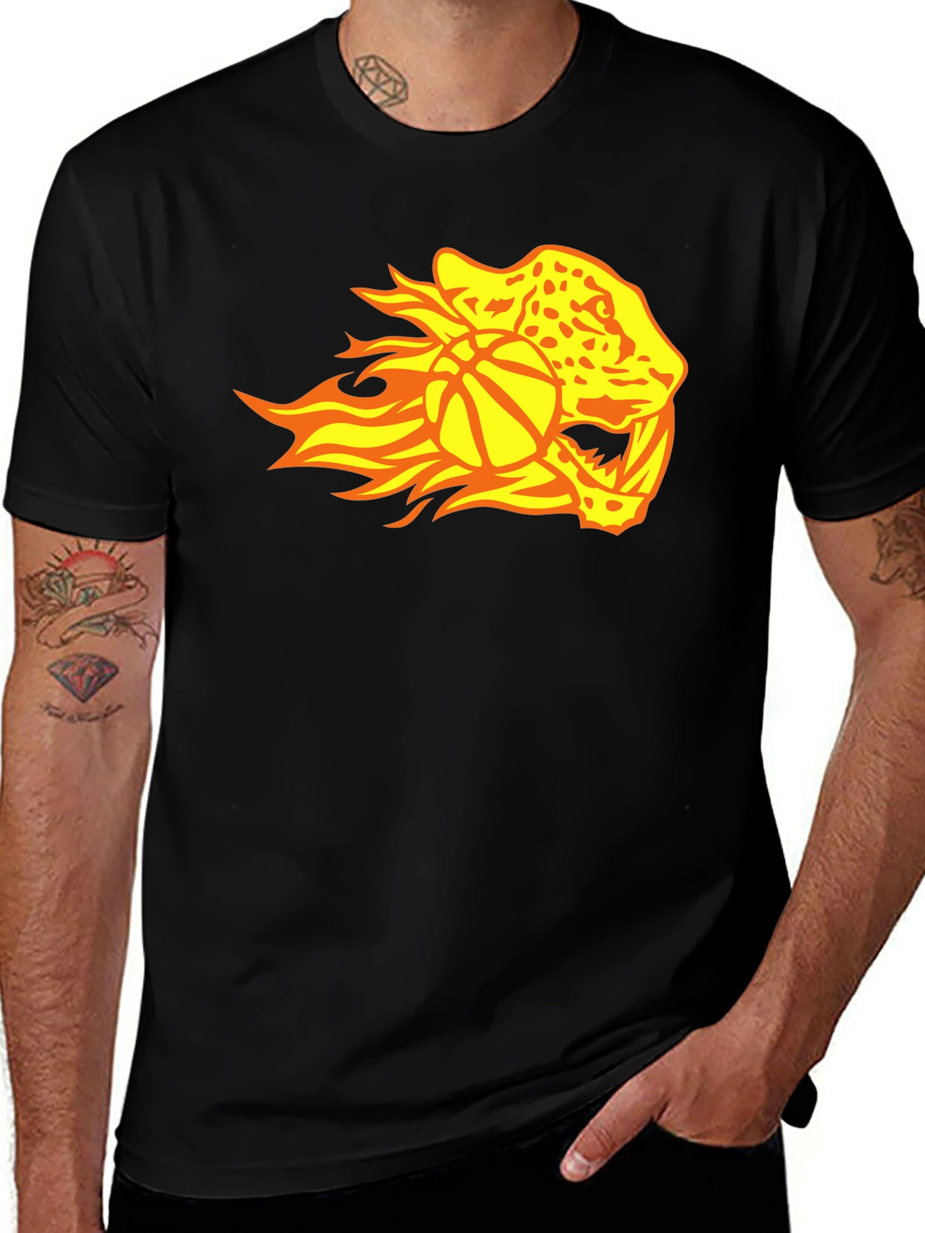 Variant 21 of Flaming Leopard Basketball Graphic T-Shirt