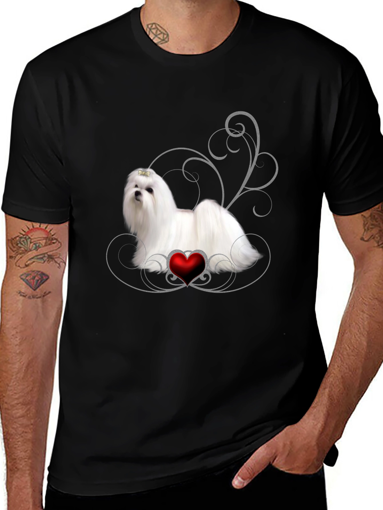 Variant 5 of Dog Lover T-Shirt with Heart Design