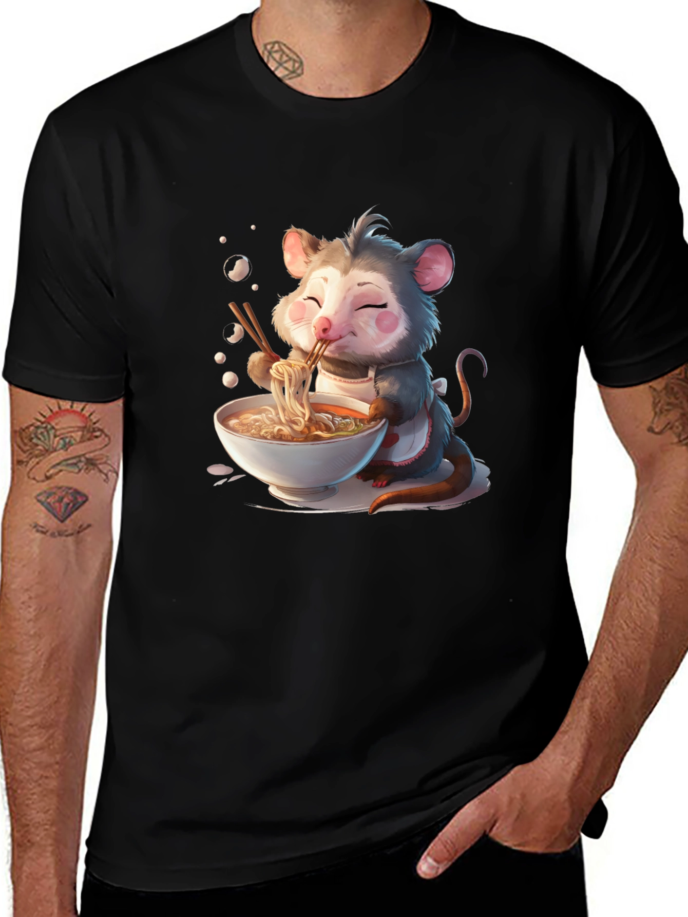 Variant 22 of Opossum Ramen T-Shirt - Cute Cartoon Design