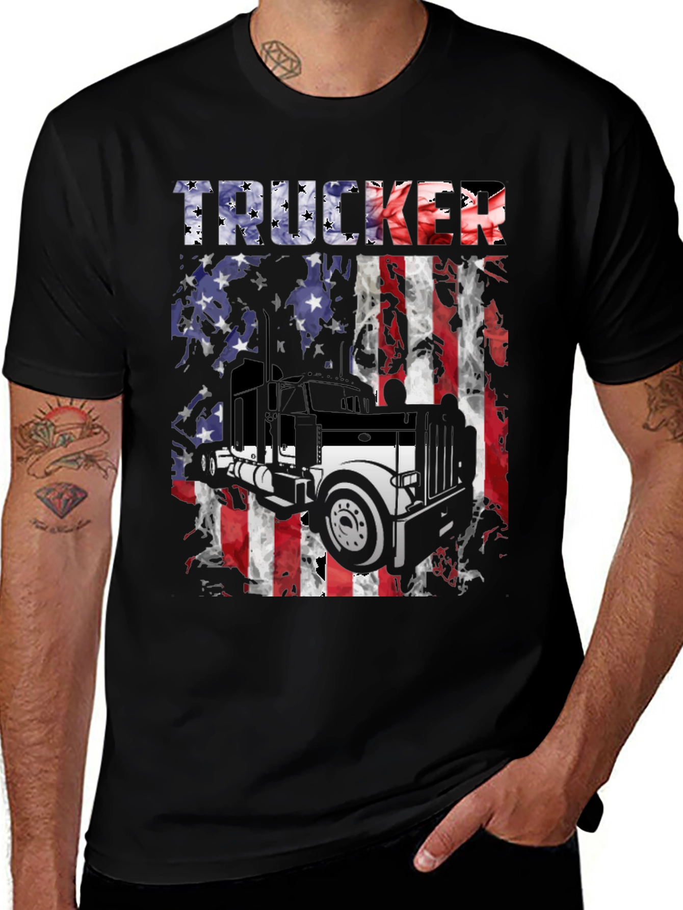 Trucker USA Flag Graphic T-Shirt