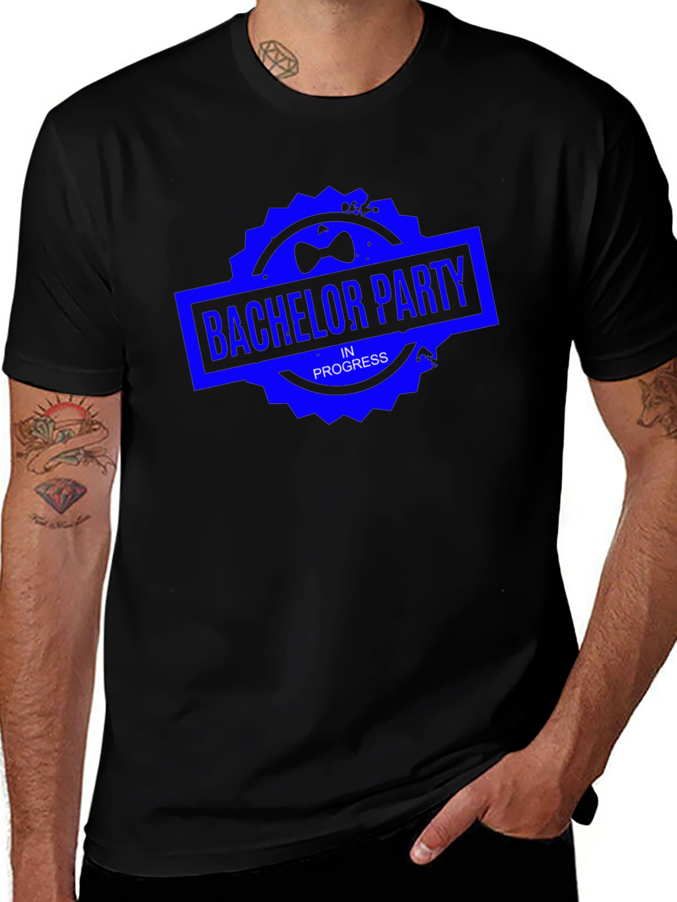Variant 19 of Bachelor Party in Progress Crew T-Shirt
