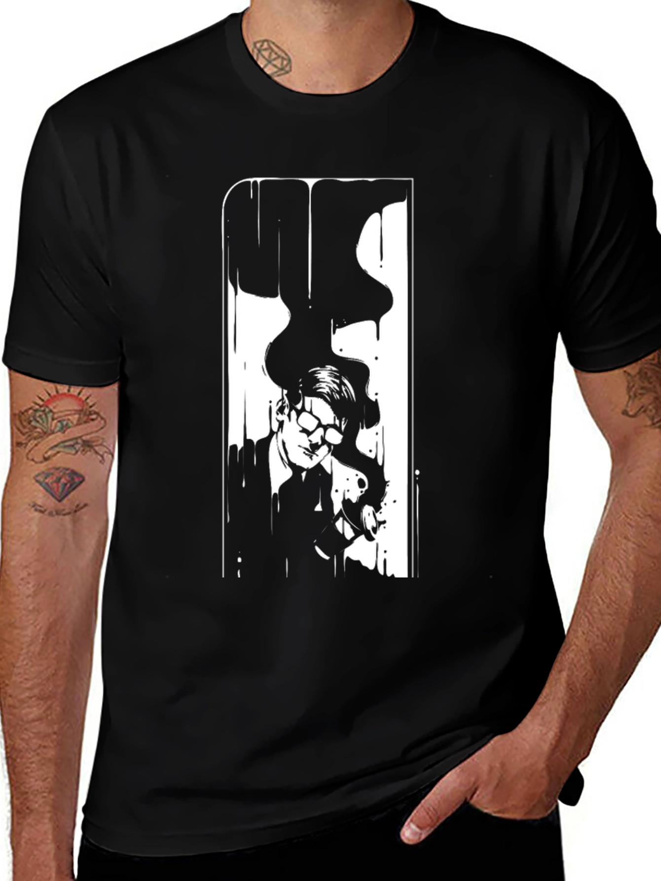 Variant 22 of Stylish Black Graphic Tee - The Man and Dragon