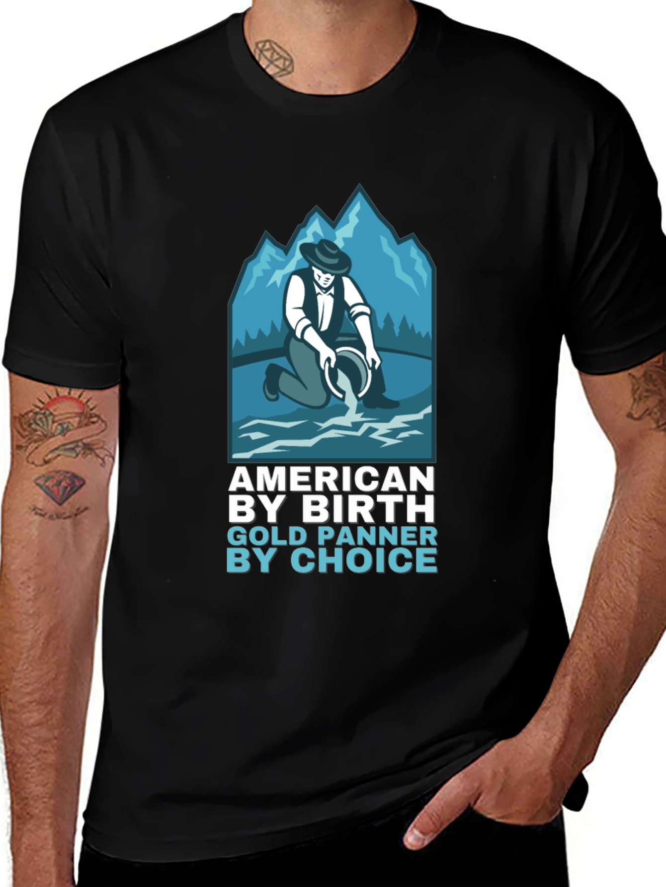 Variant 16 of American By Birth Gold Panner By Choice T-Shirt