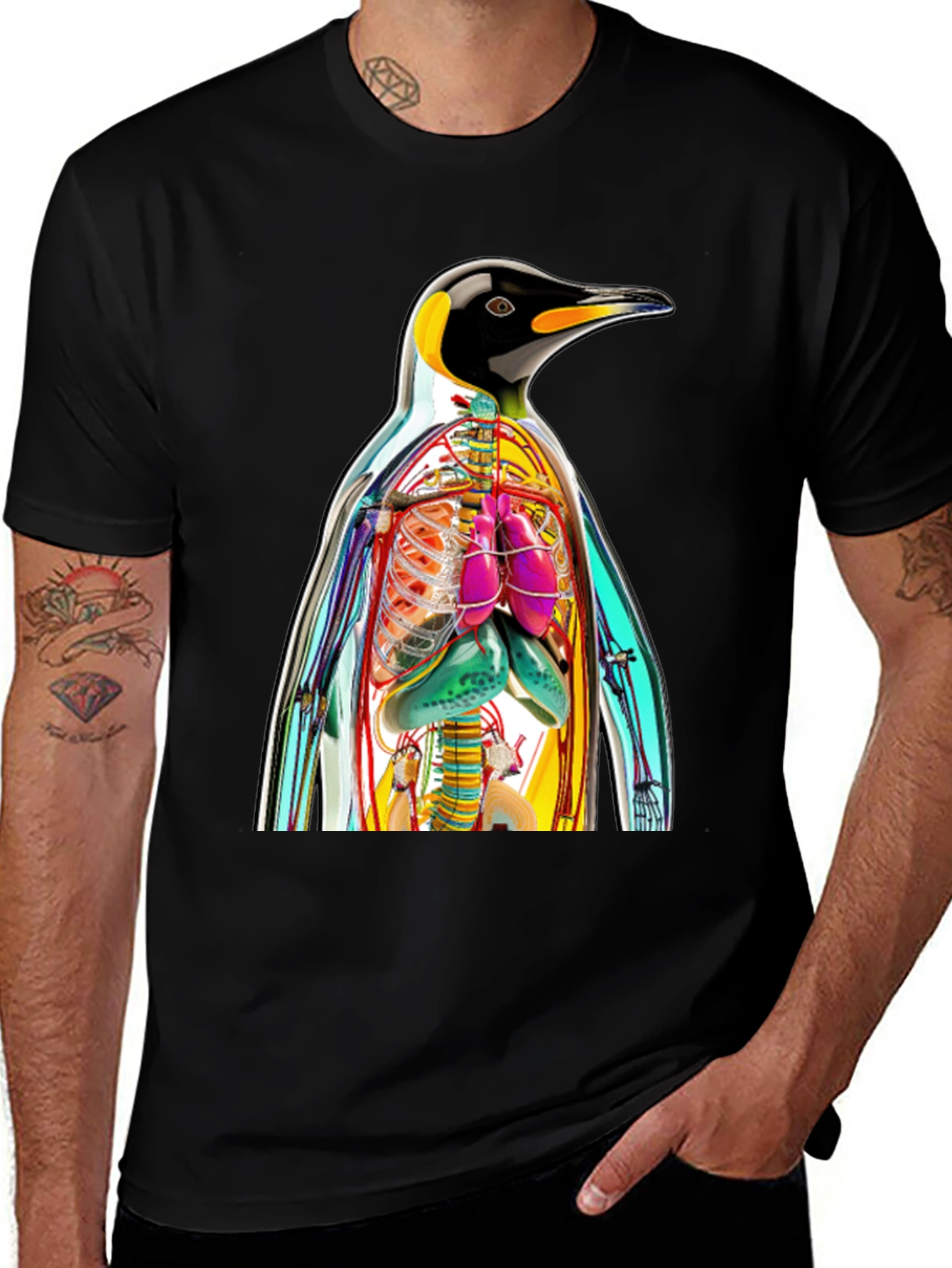 Variant 26 of Penguin Anatomy Print T-Shirt - Unique Graphic Tee