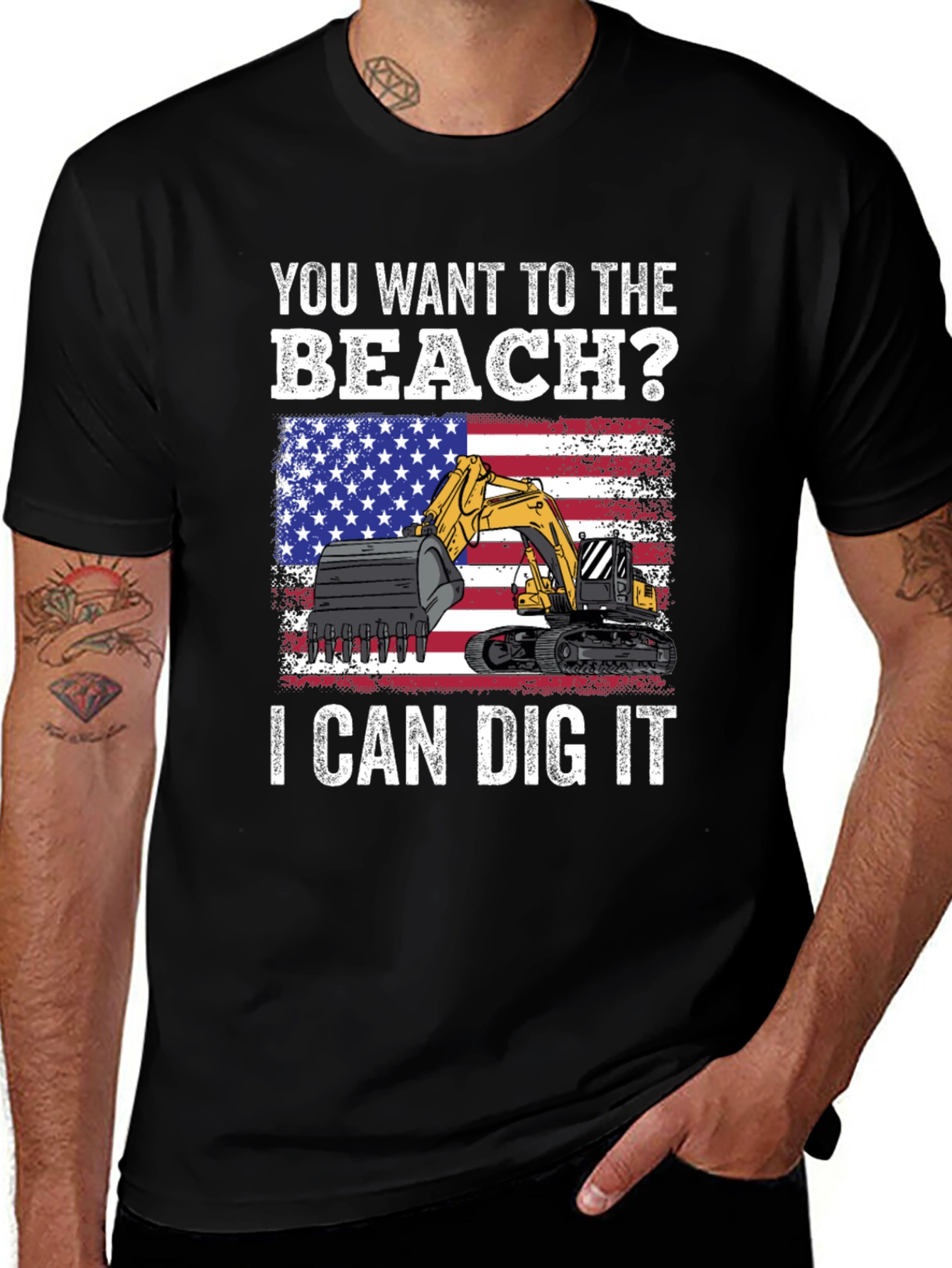 Variant 24 of Beach Digger T-Shirt - Patriotic Excavator Tee