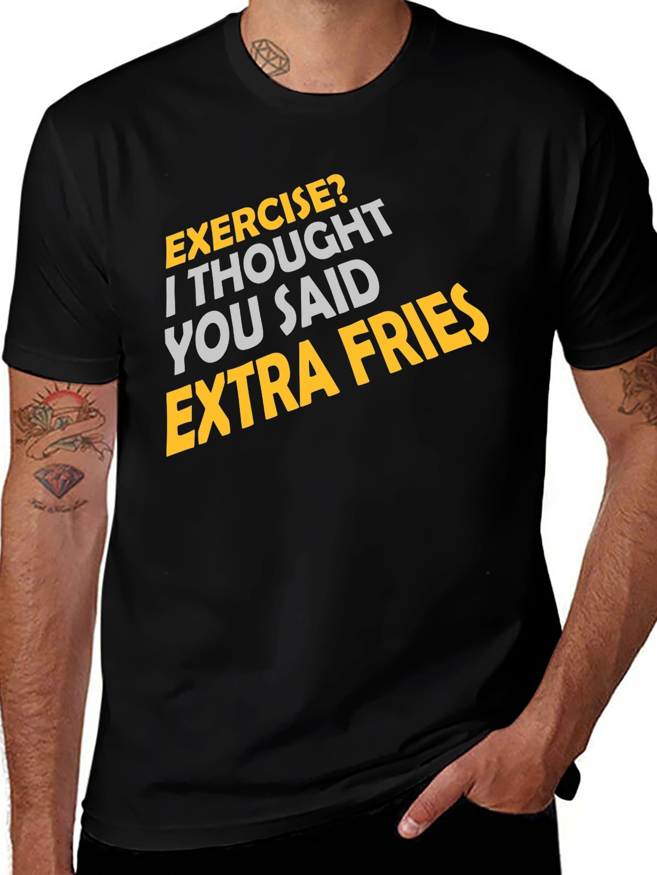 Black Exercise? Extra Fries Graphic Tee main image