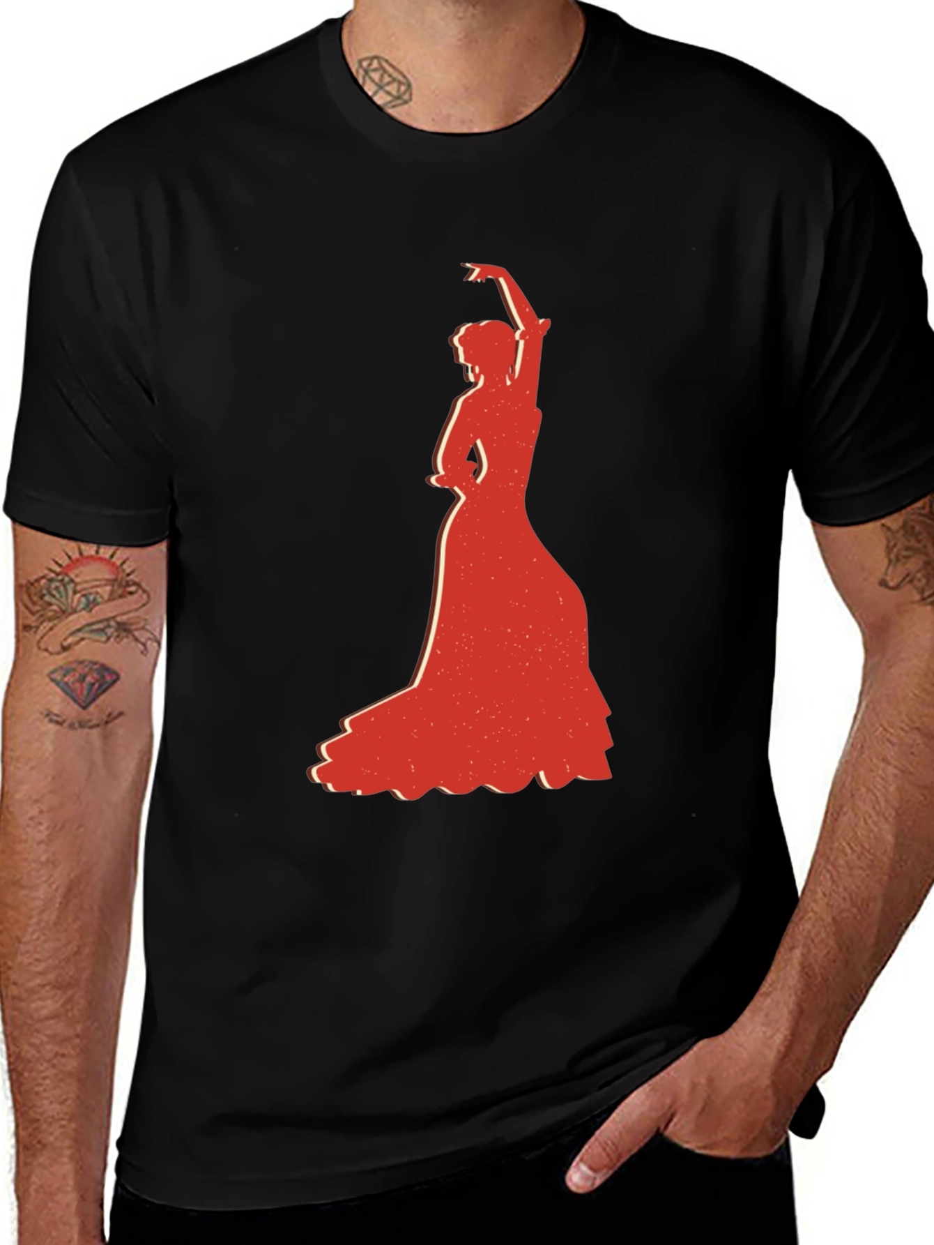 Variant 23 of Flamenco Dancer Graphic Tee - Stylish Black T-Shirt