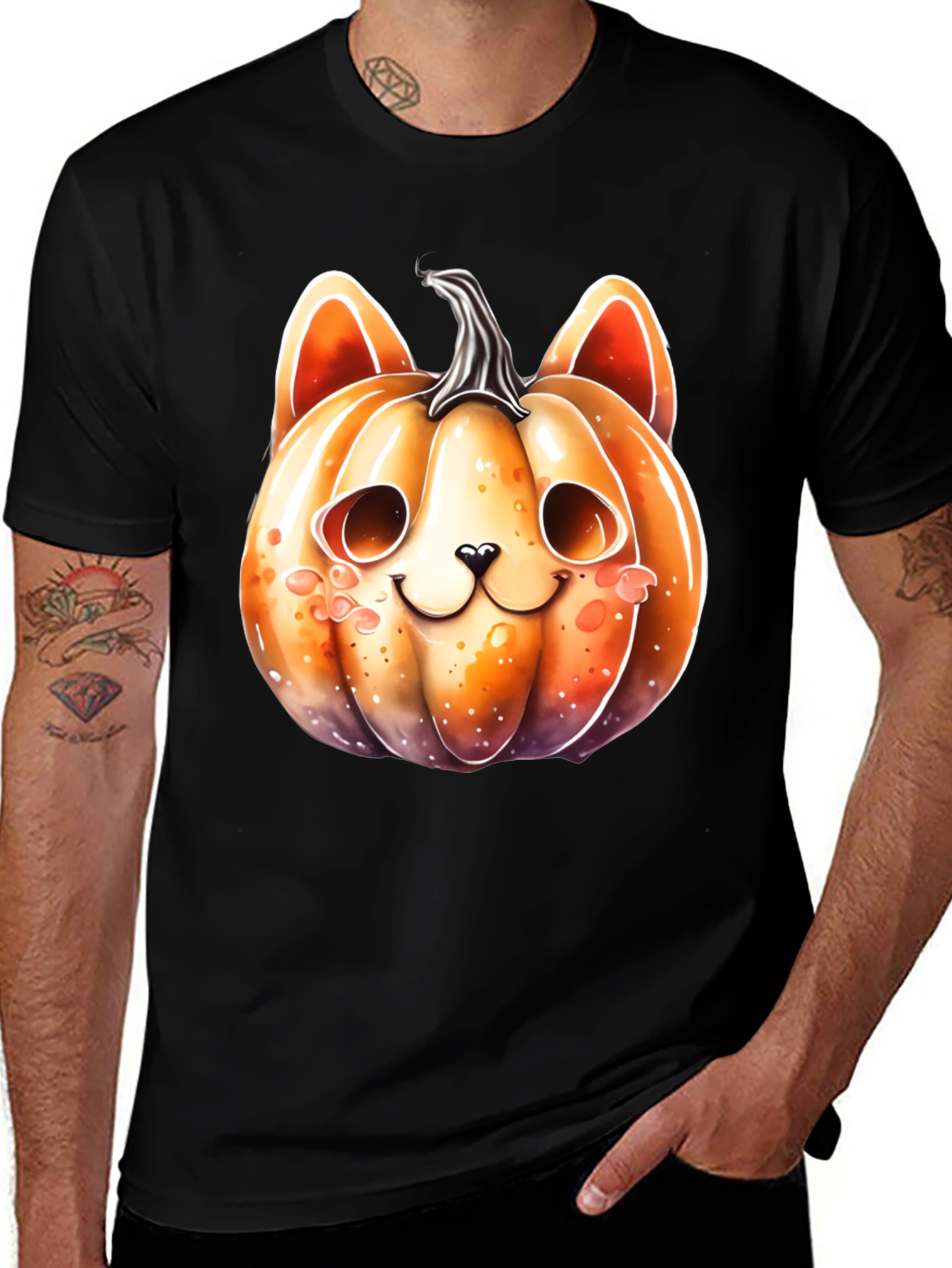 Cute Pumpkin Cat Halloween T-Shirt