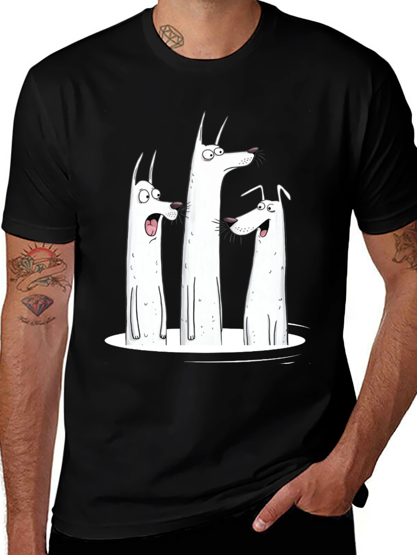 Variant 7 of Funny Dogs Graphic T-Shirt - Cool Cartoon Tee