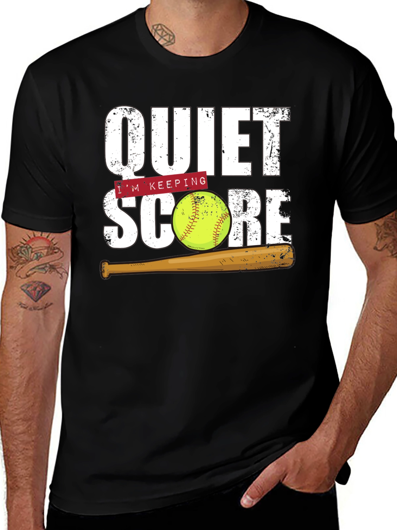 Variant 5 of Quiet I'm Keeping Score Softball Graphic Tee