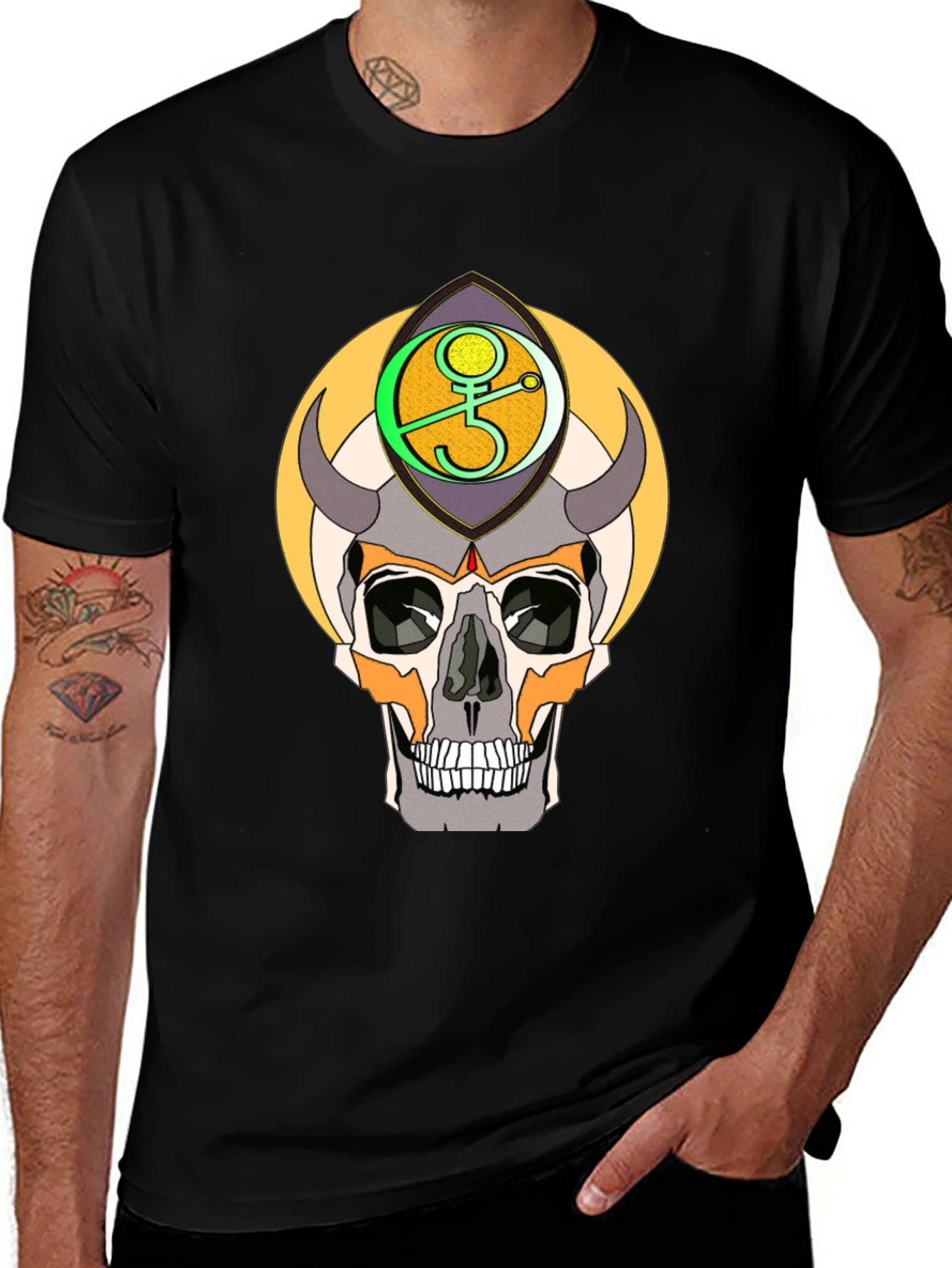 Variant 13 of Skull & Symbol Graphic Print Tee - Bold & Unique Design