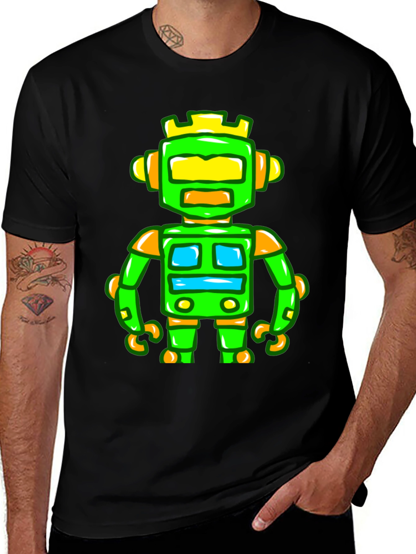 Variant 25 of Robot Graphic Tee - Funky Retro Style