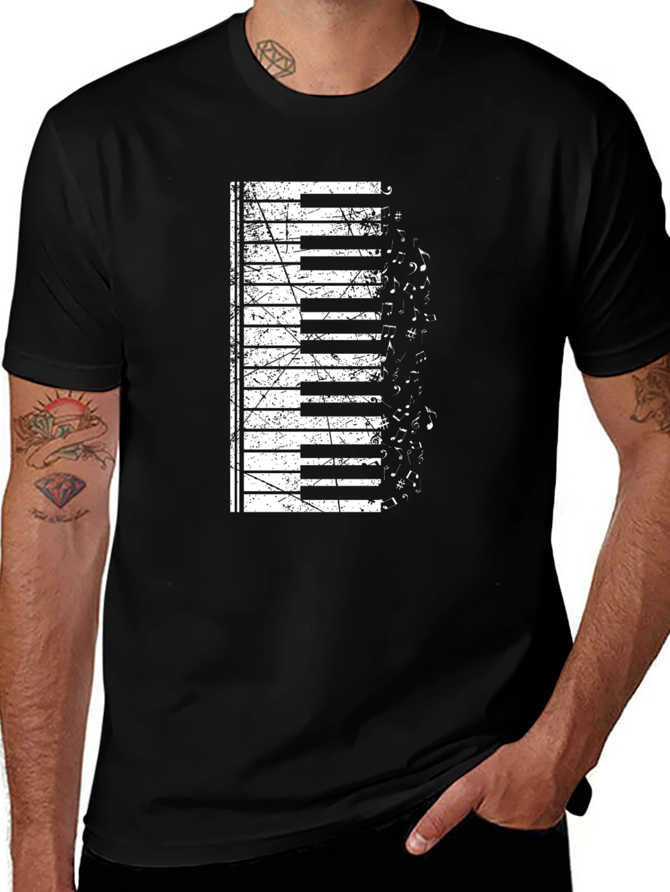 Variant 26 of Piano Keys & Music Notes Graphic T-Shirt