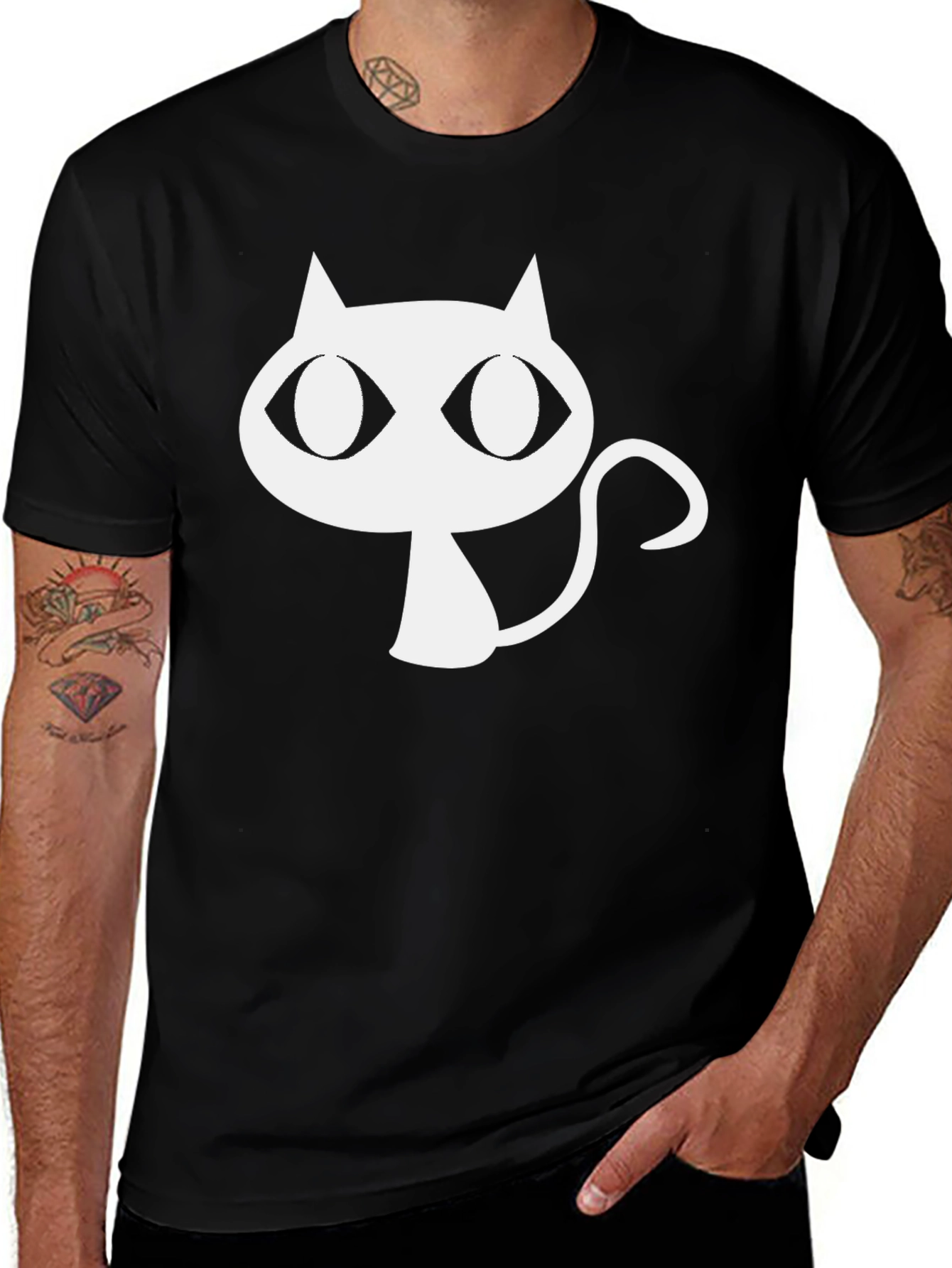 Variant 3 of Cool Cat Graphic Tee - Black Cotton T-Shirt