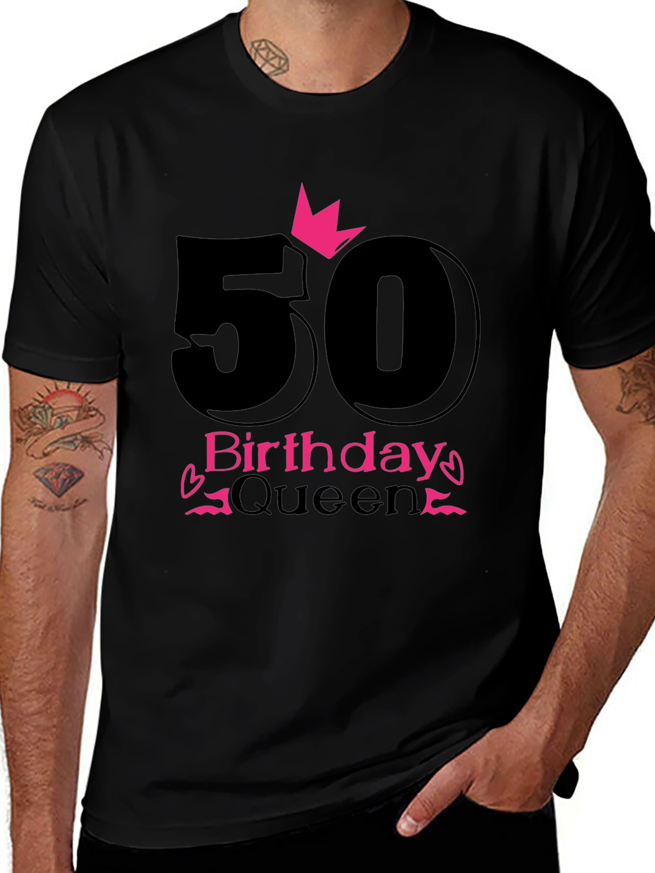 50th Birthday Queen Black T-Shirt