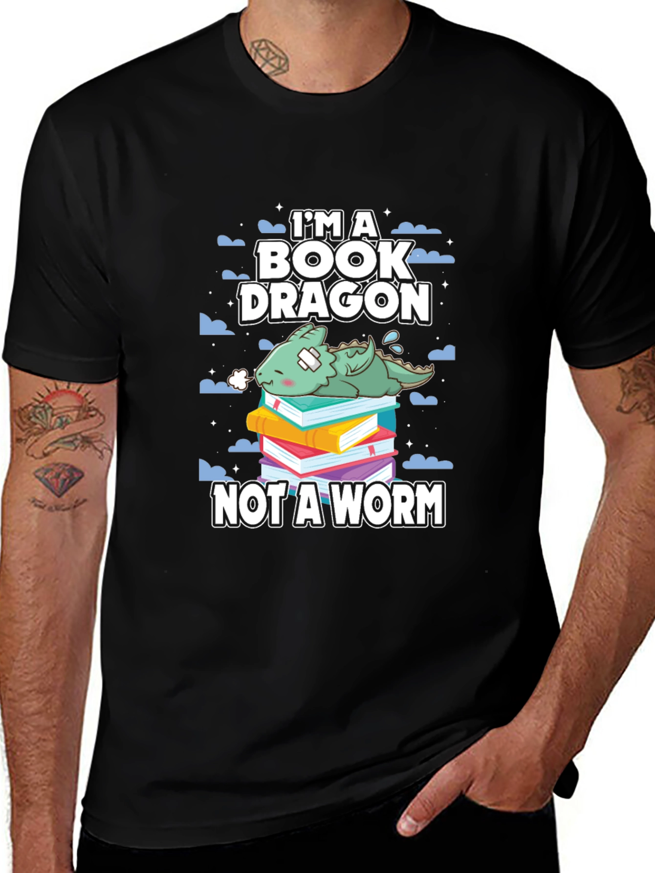 Variant 28 of Book Dragon T-Shirt - Readers, Fantasy Lovers Tee