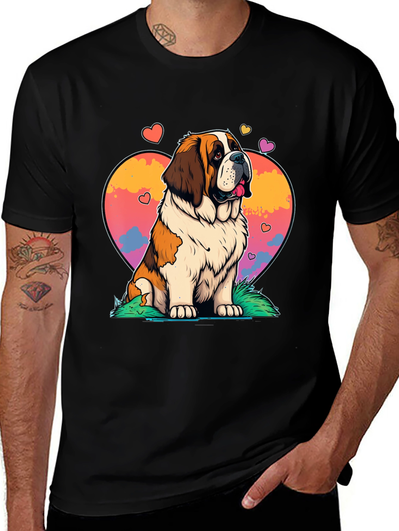 Saint Bernard Dog Heart Graphic Tee