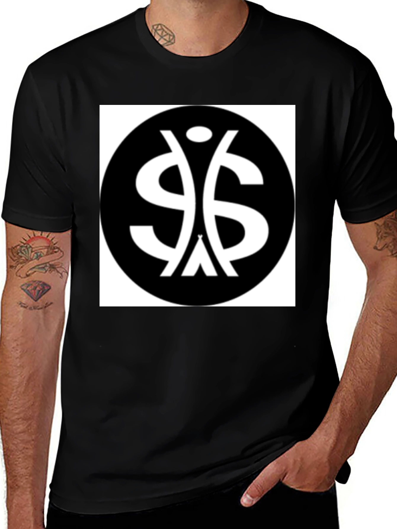 Variant 24 of Abstract Symbol Graphic Black T-Shirt