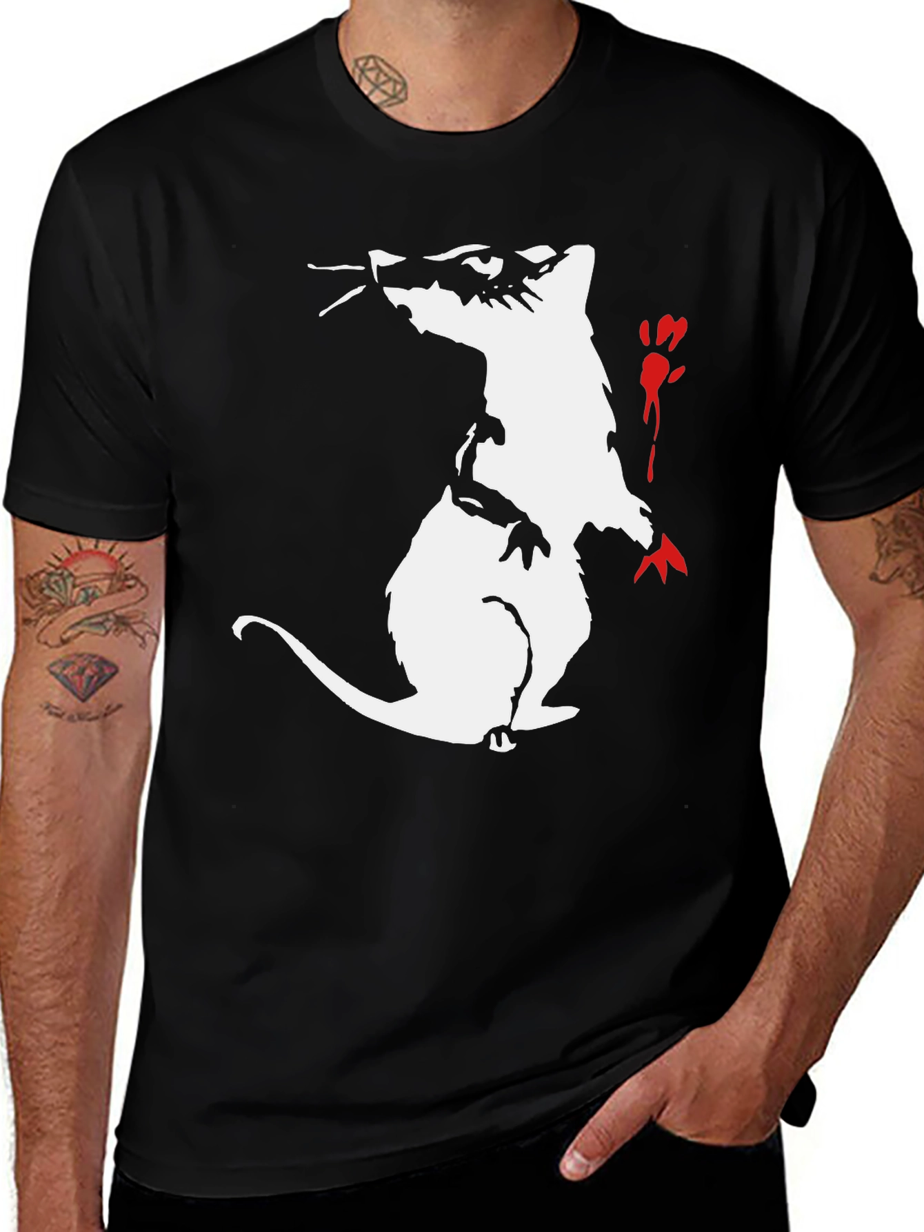 Variant 26 of Banksy Rat Graphic Black T-Shirt