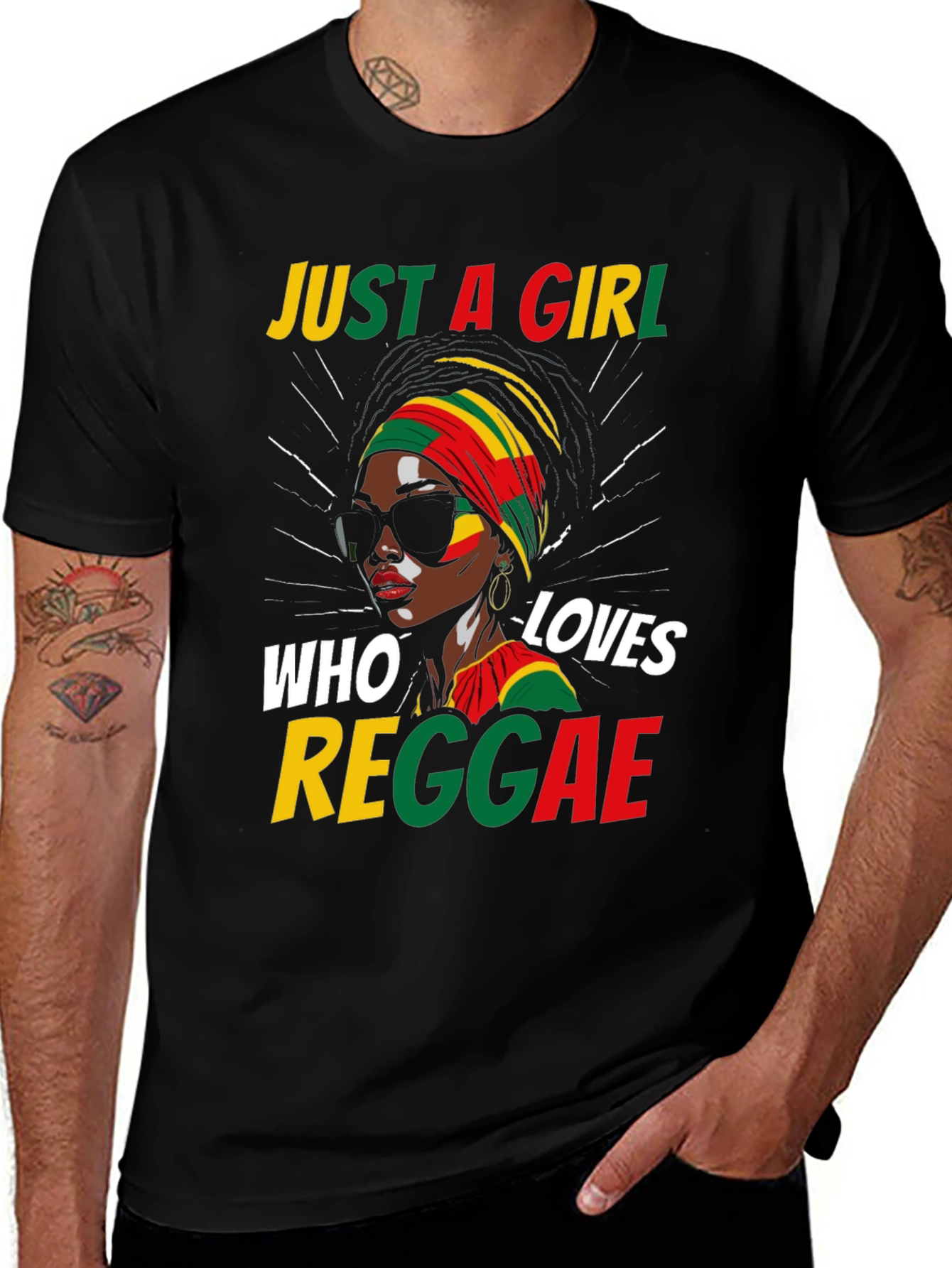 Variant 6 of Just a Girl Who Loves Reggae Black T-Shirt