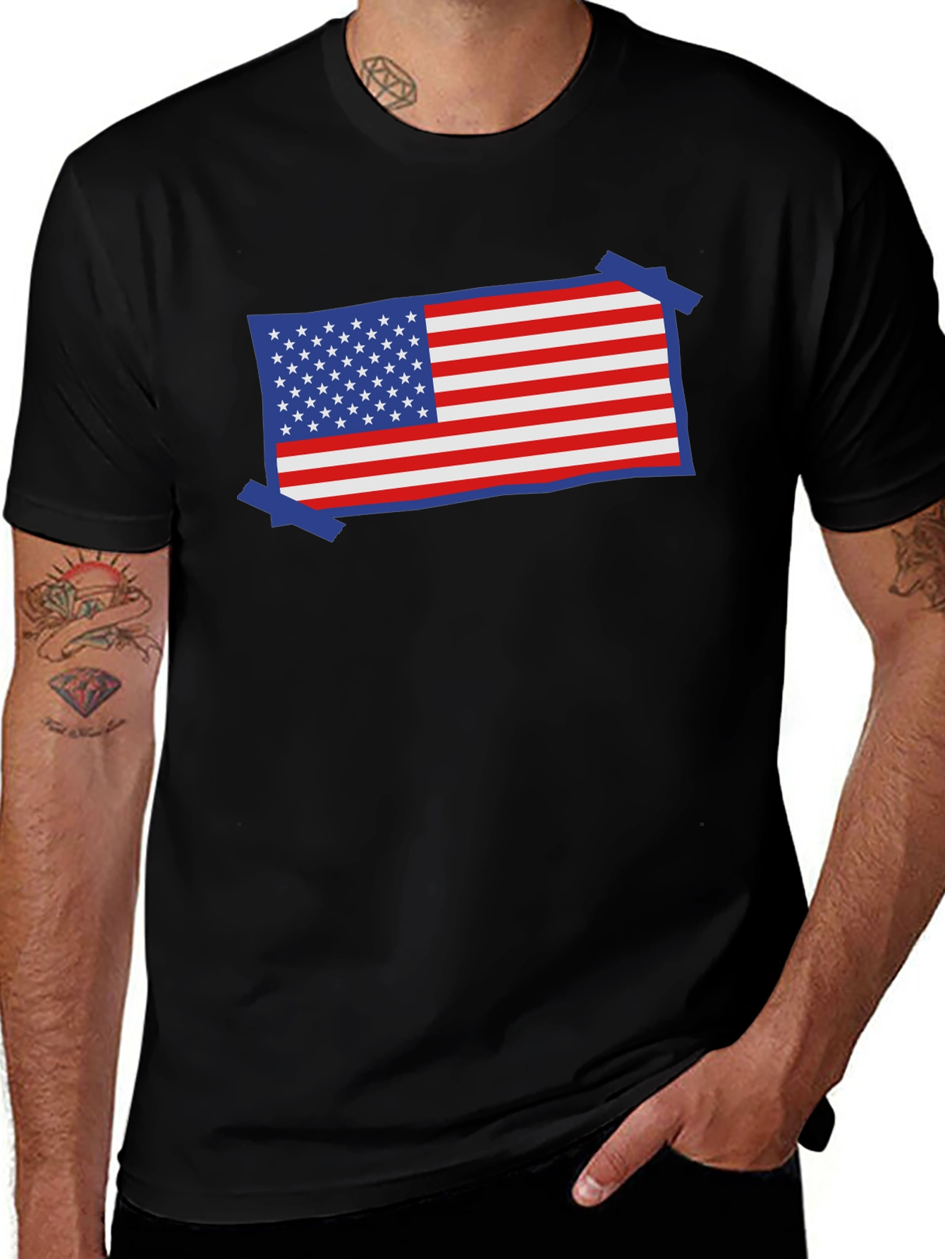 USA Flag Patriotic T-Shirt - Red, White, and Blue