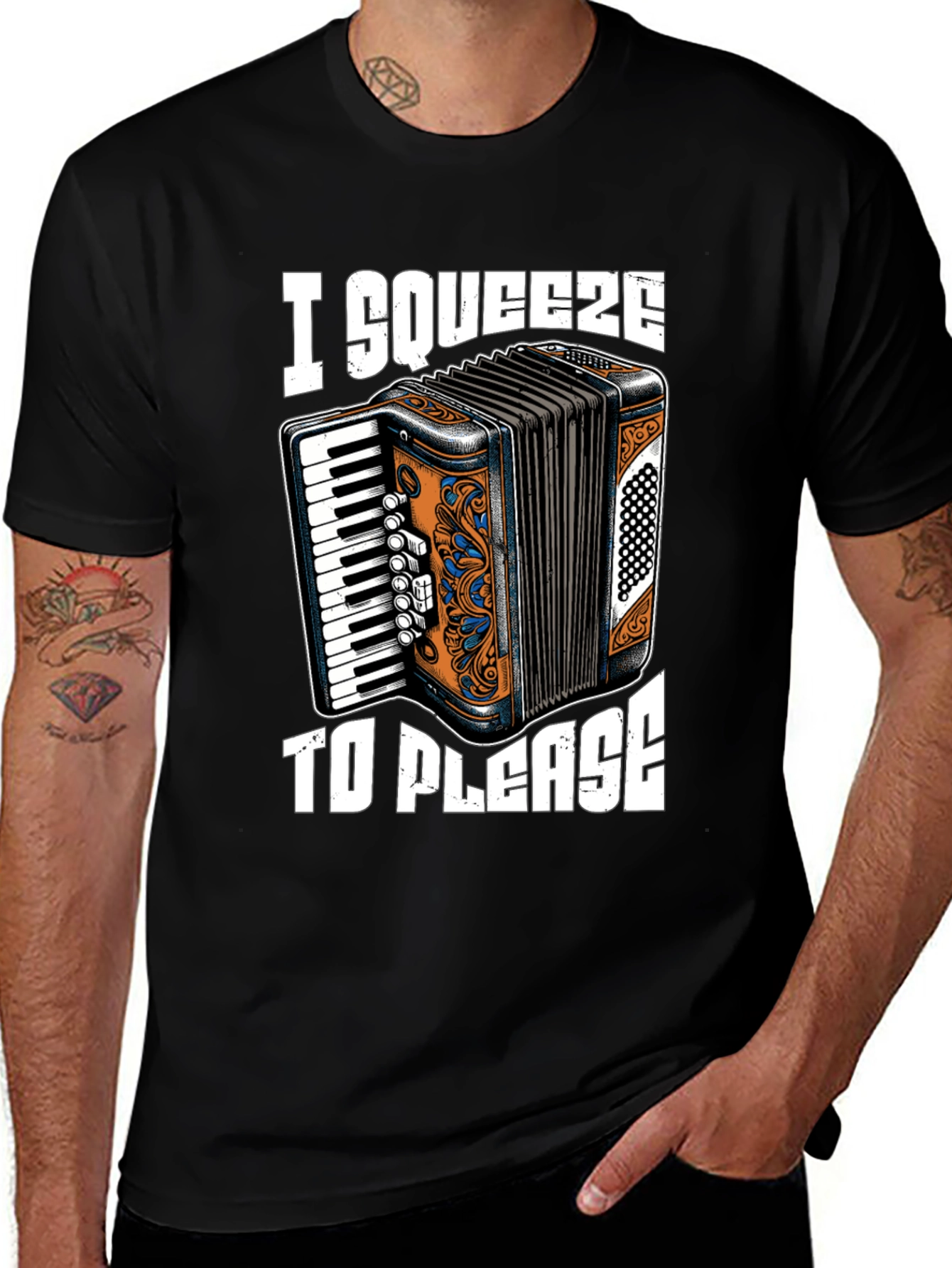 Variant 13 of I Squeeze To Please Accordion Black T-Shirt