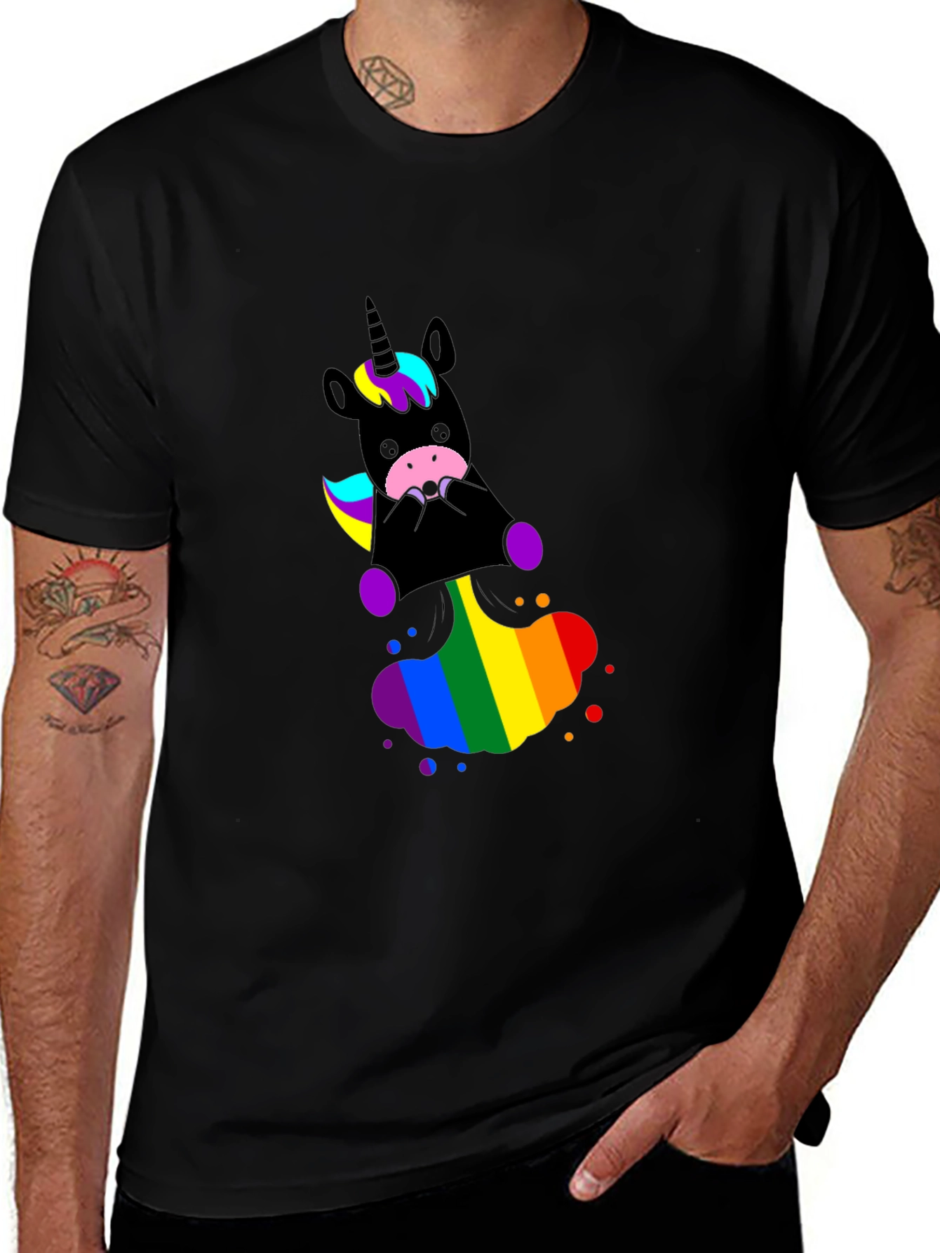 Variant 5 of Unicorn Rainbow T-Shirt - Black