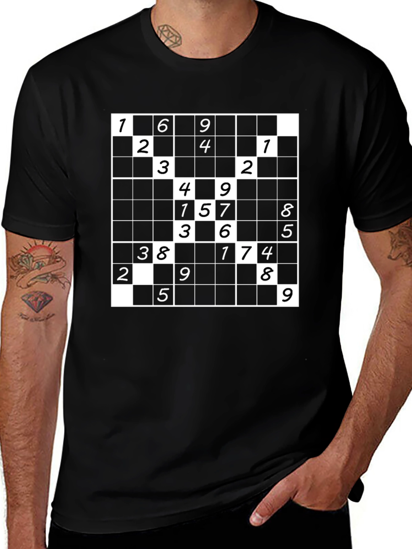 Variant 17 of Sudoku Puzzle Black T-Shirt - Brain Teaser Tee