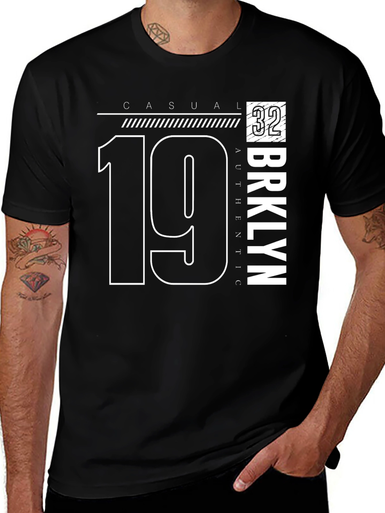 Casual Brooklyn 1932 Graphic Tee - Men's Black T-Shirt