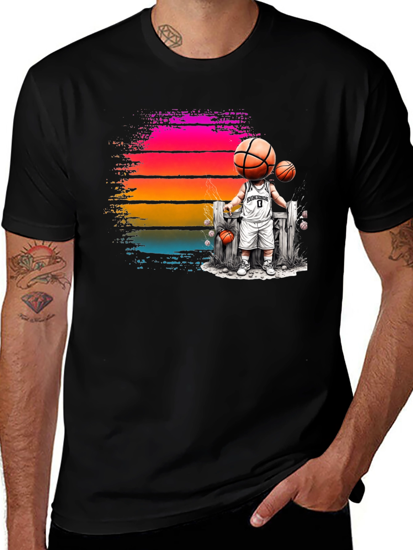 Variant 25 of Basketball Head Character Graphic T-Shirt