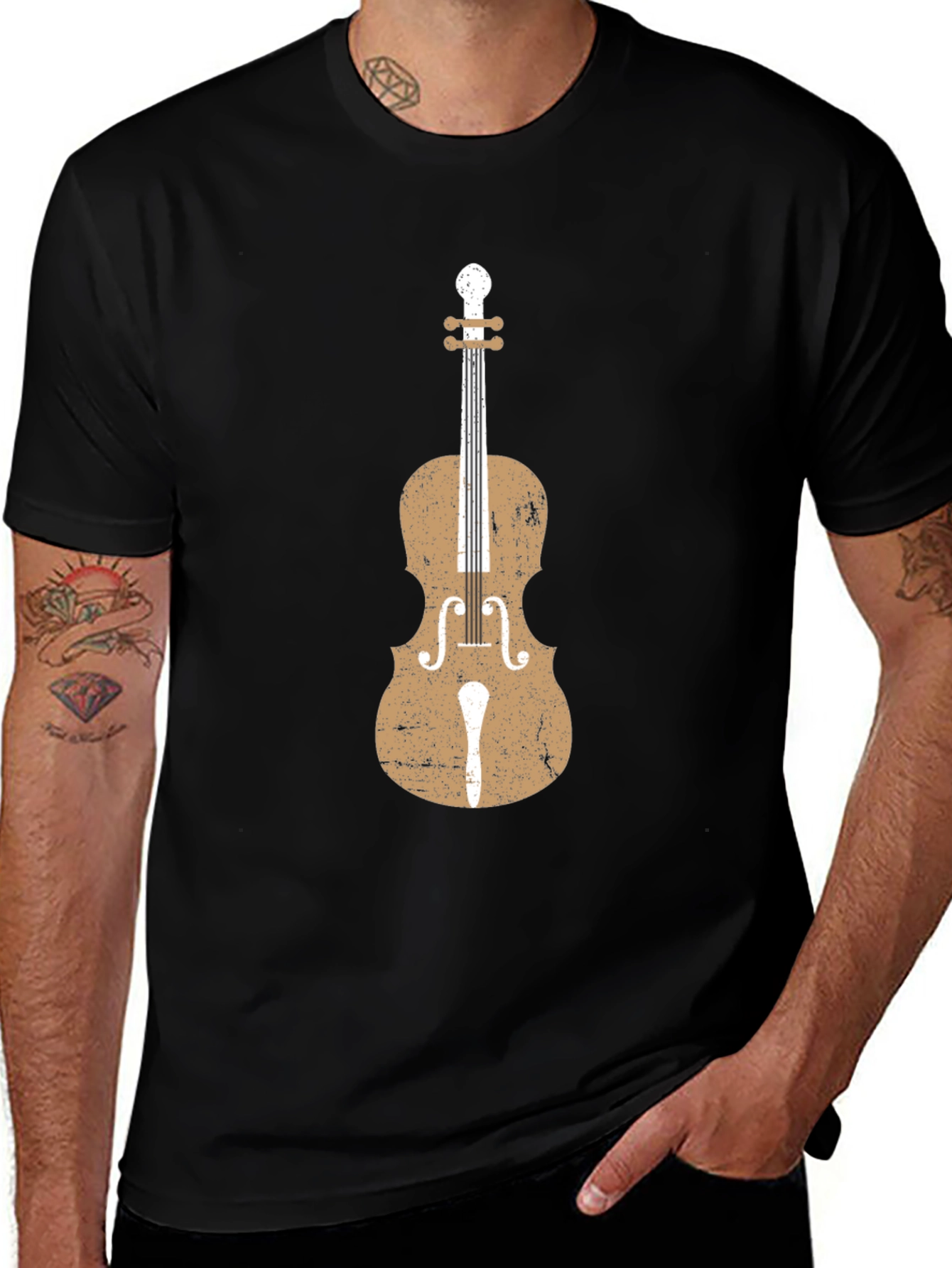 Variant 3 of Vintage Violin Graphic Tee - Black Unisex T-Shirt