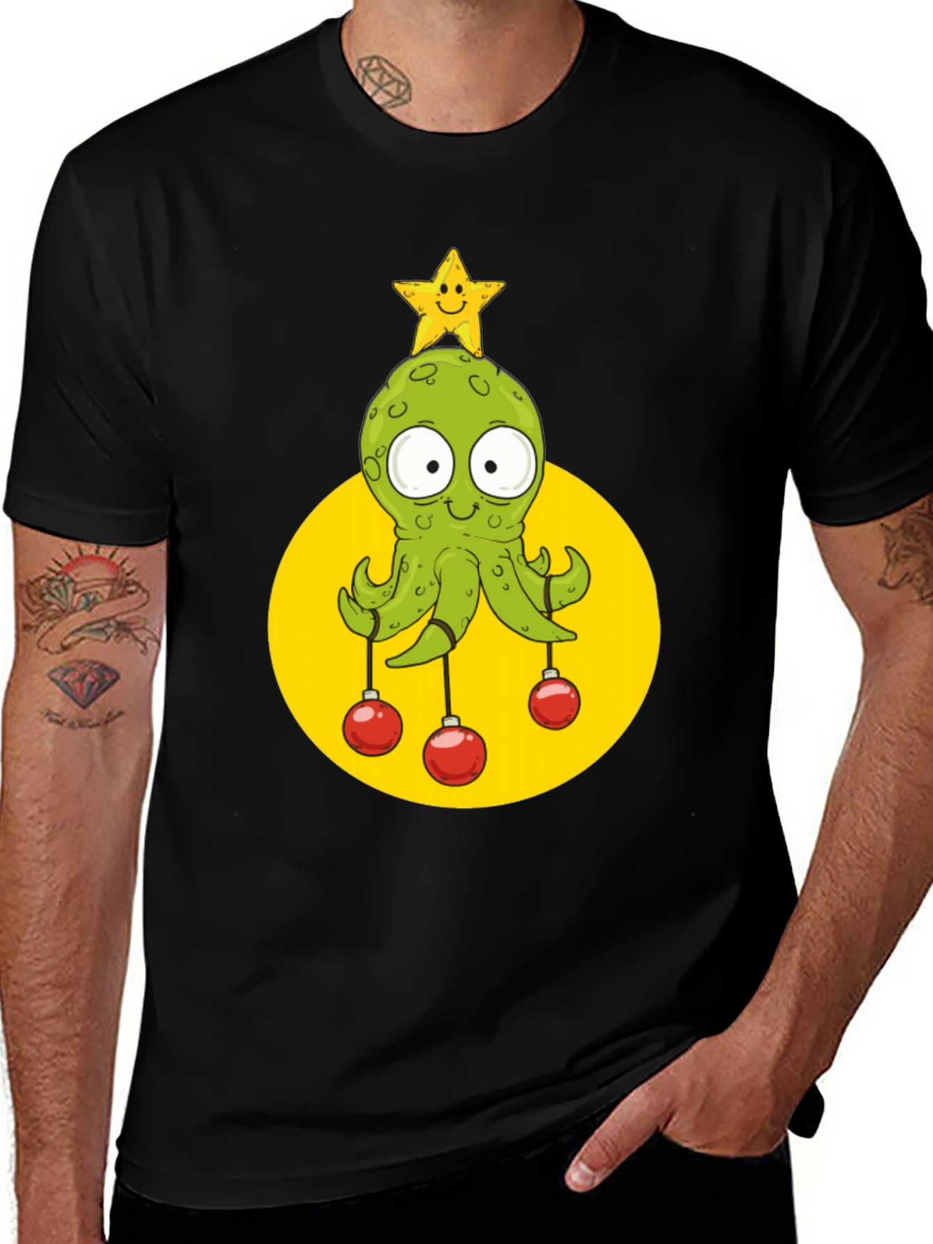 Variant 14 of Festive Octopus Graphic Tee - Holiday Cheer!