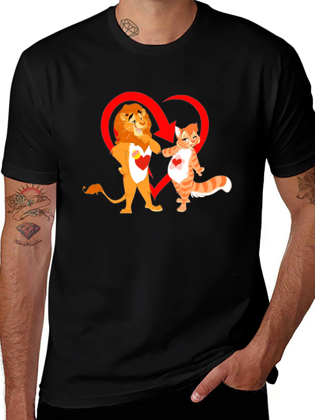 Variant 28 of Lion and Cat Love Black T-Shirt