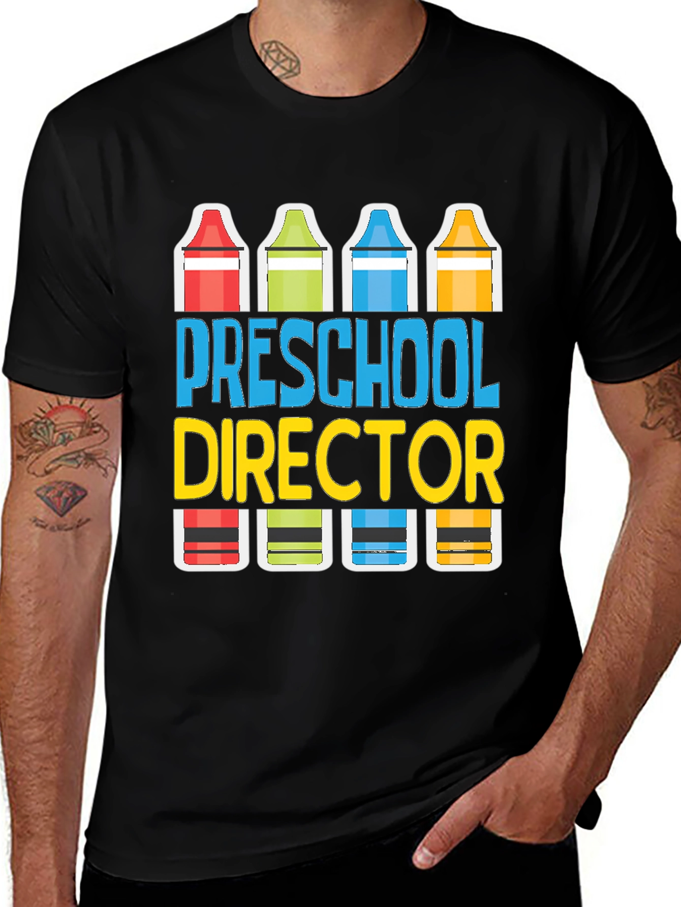 Preschool Director Crayon Graphic Tee