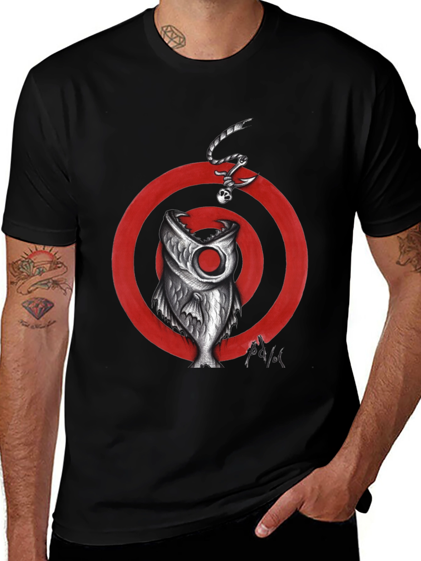 Variant 9 of Fish Target Graphic Tee - Men's Black T-Shirt