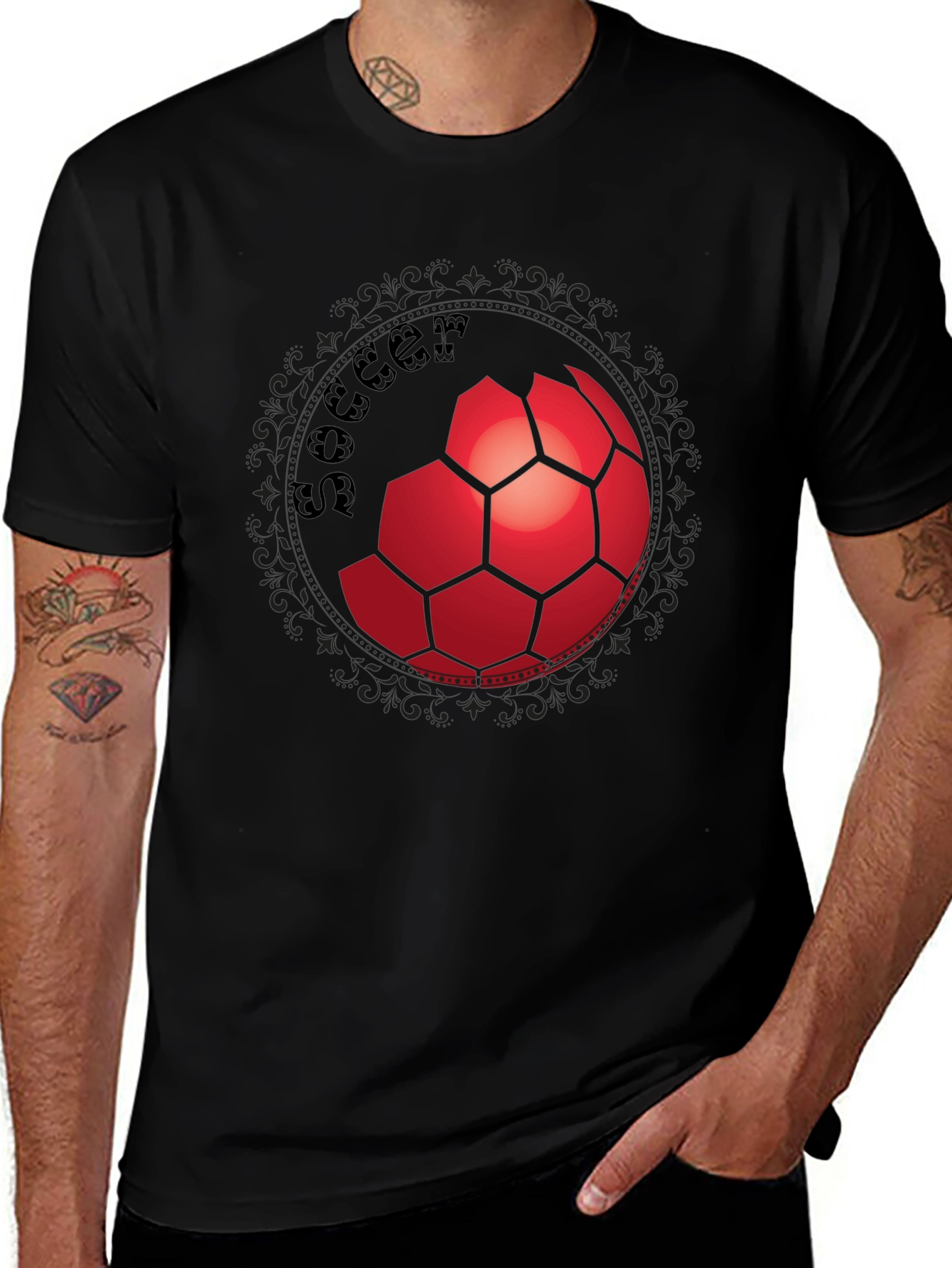Variant 22 of Soccer Ball Graphic Tee - Classic Black T-Shirt