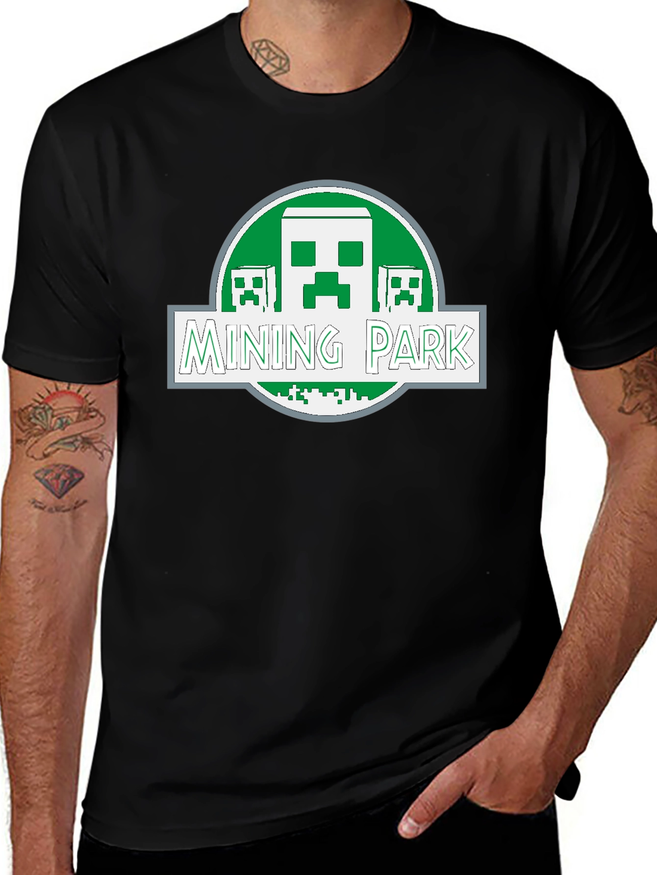 Mining Park T-Shirt - Minecraft Jurassic Park Parody