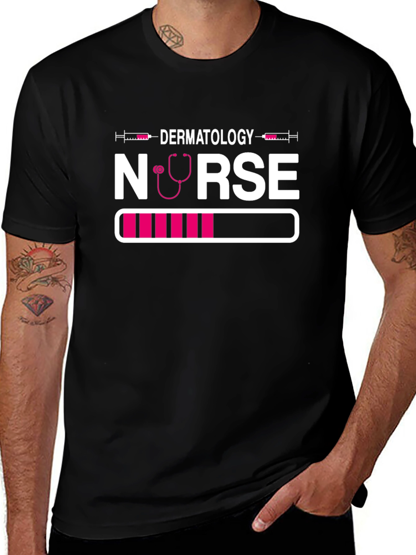 Dermatology Nurse Loading T-Shirt - Black, Unique Design