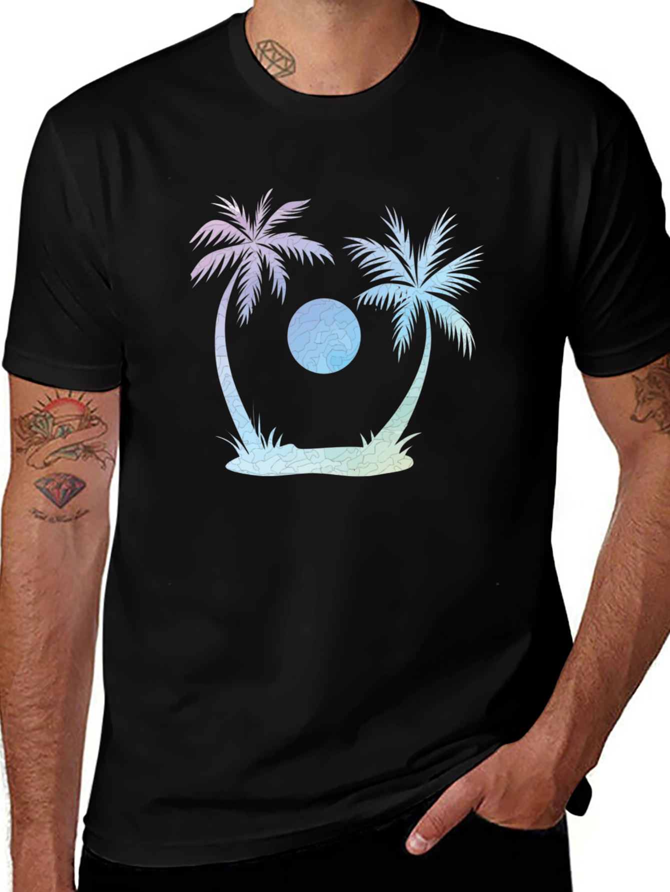 Variant 28 of Tropical Palms Graphic Tee - Island Vibes