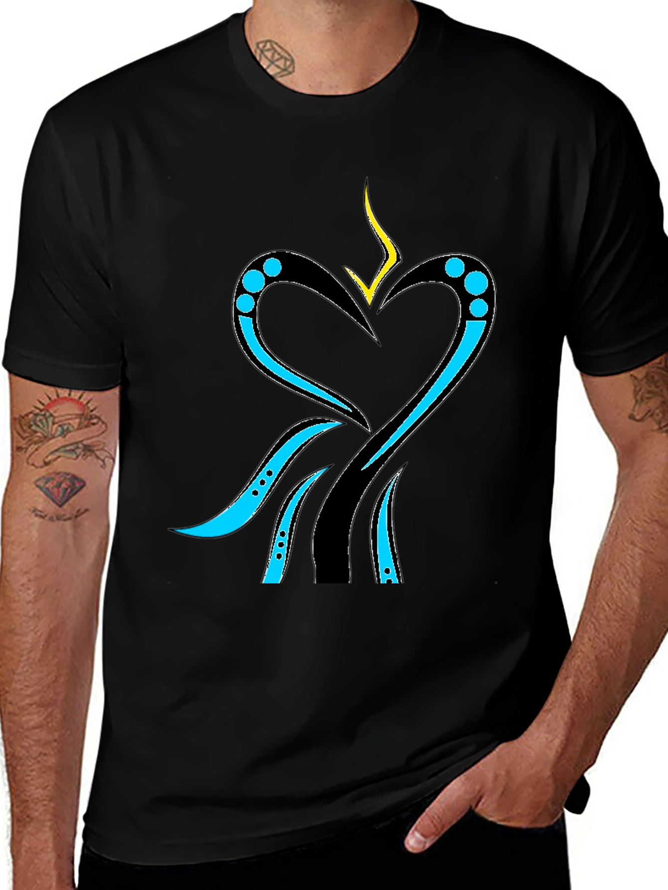 Variant 27 of Abstract Heart Graphic Black T-Shirt