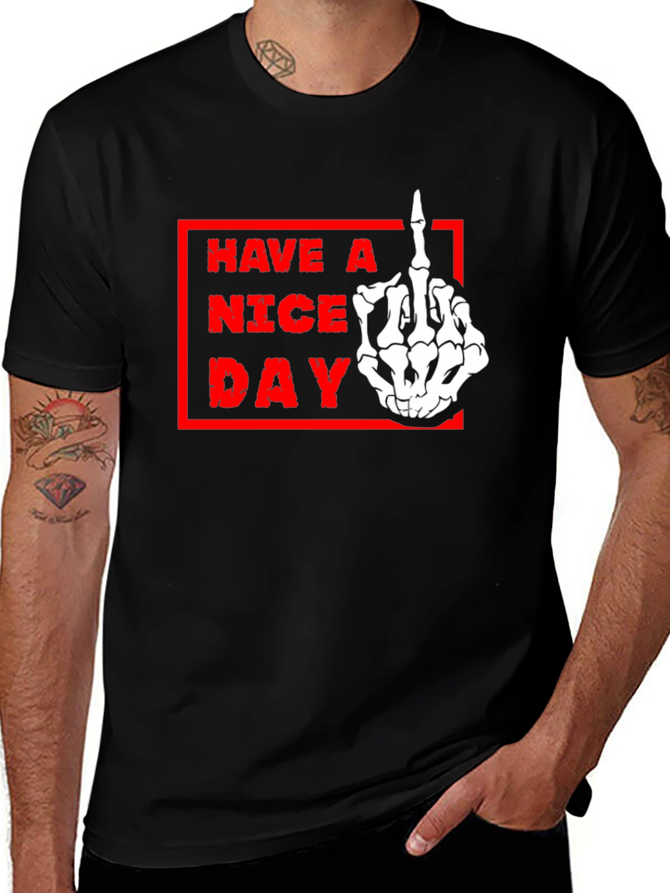 Variant 19 of Have A Nice Day Skeleton Hand T-Shirt
