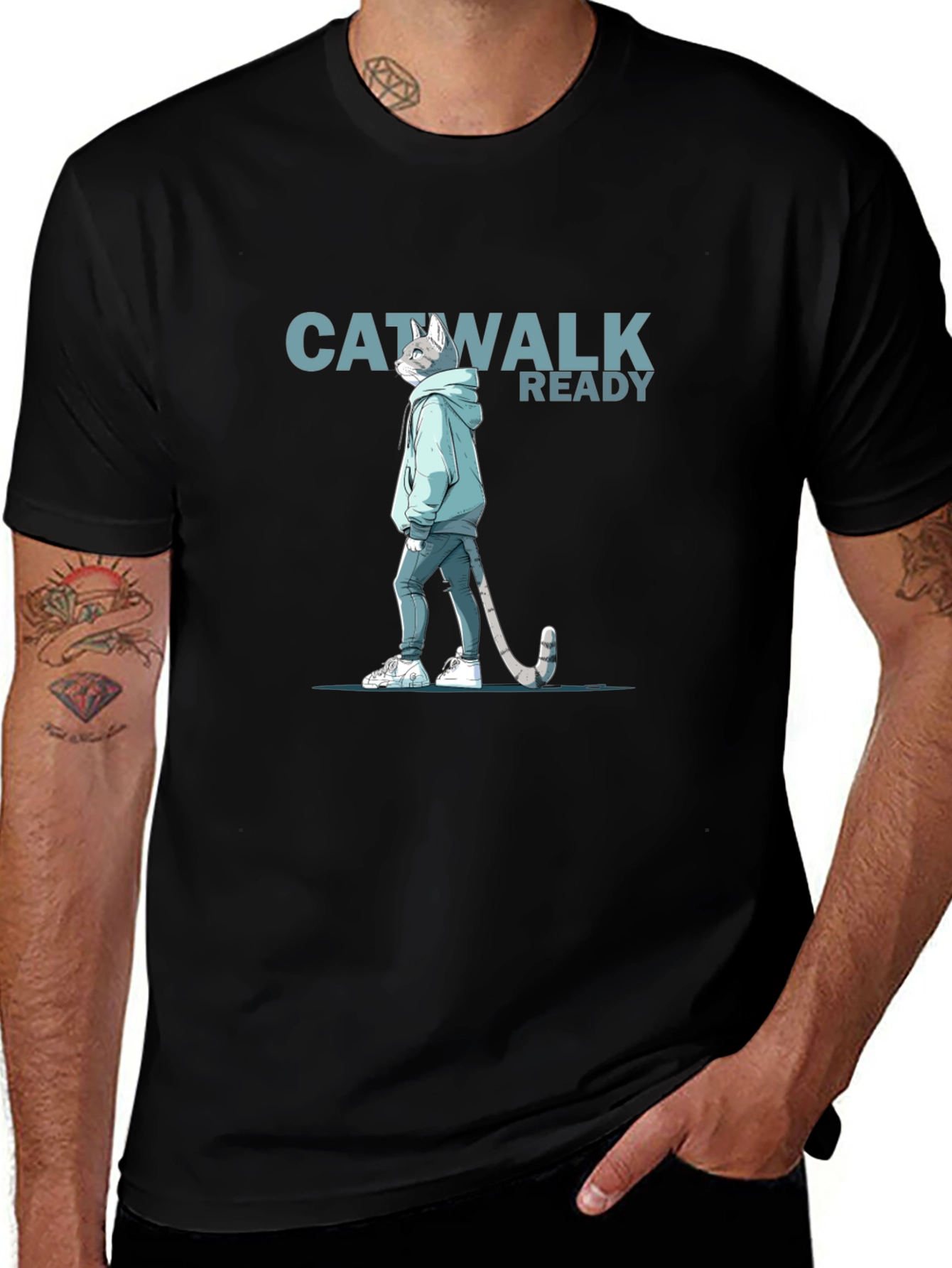 Variant 11 of Catwalk Ready T-Shirt - Cool Cat Design