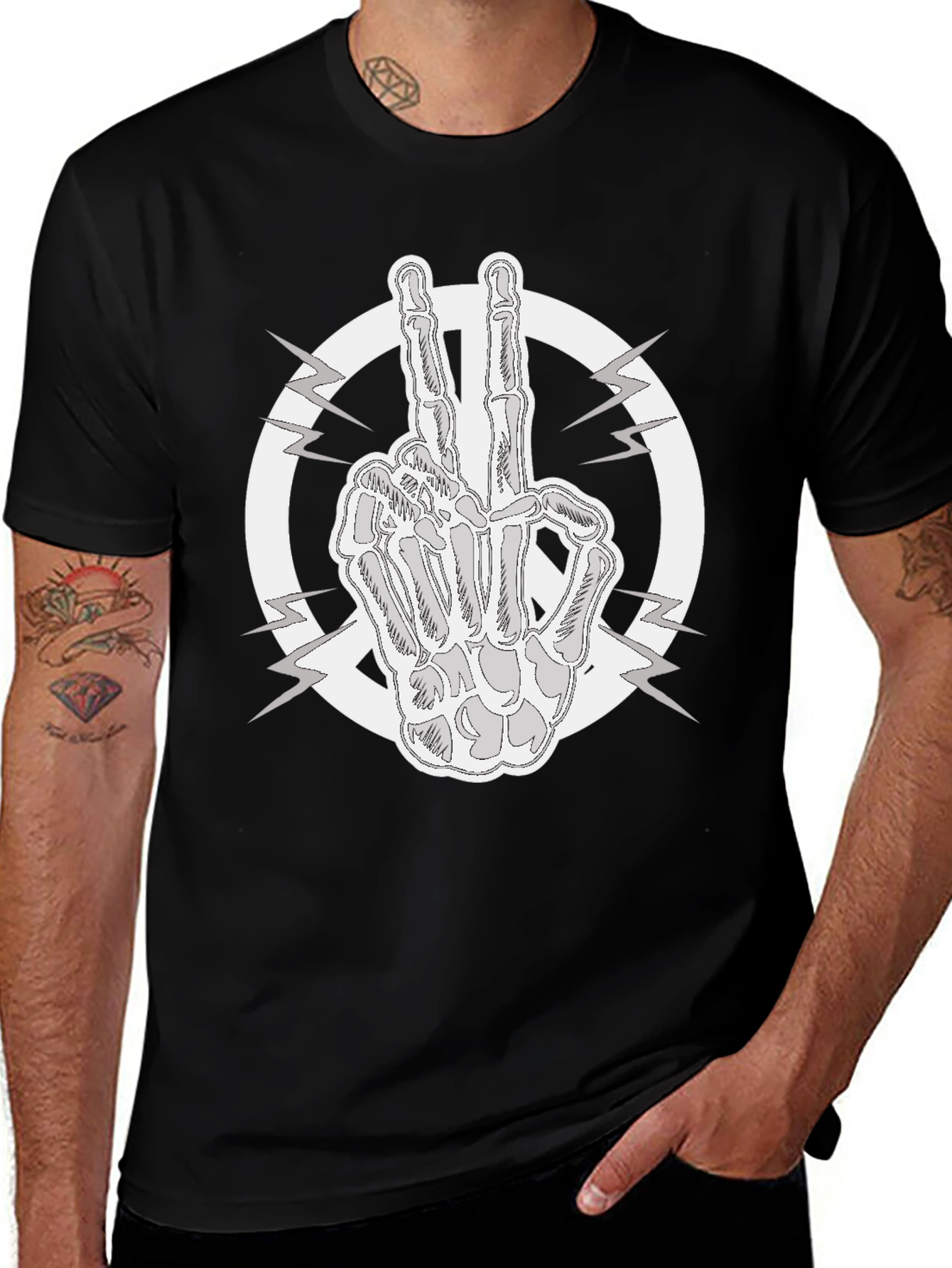Variant 16 of Peace Sign Skeleton Hand T-Shirt