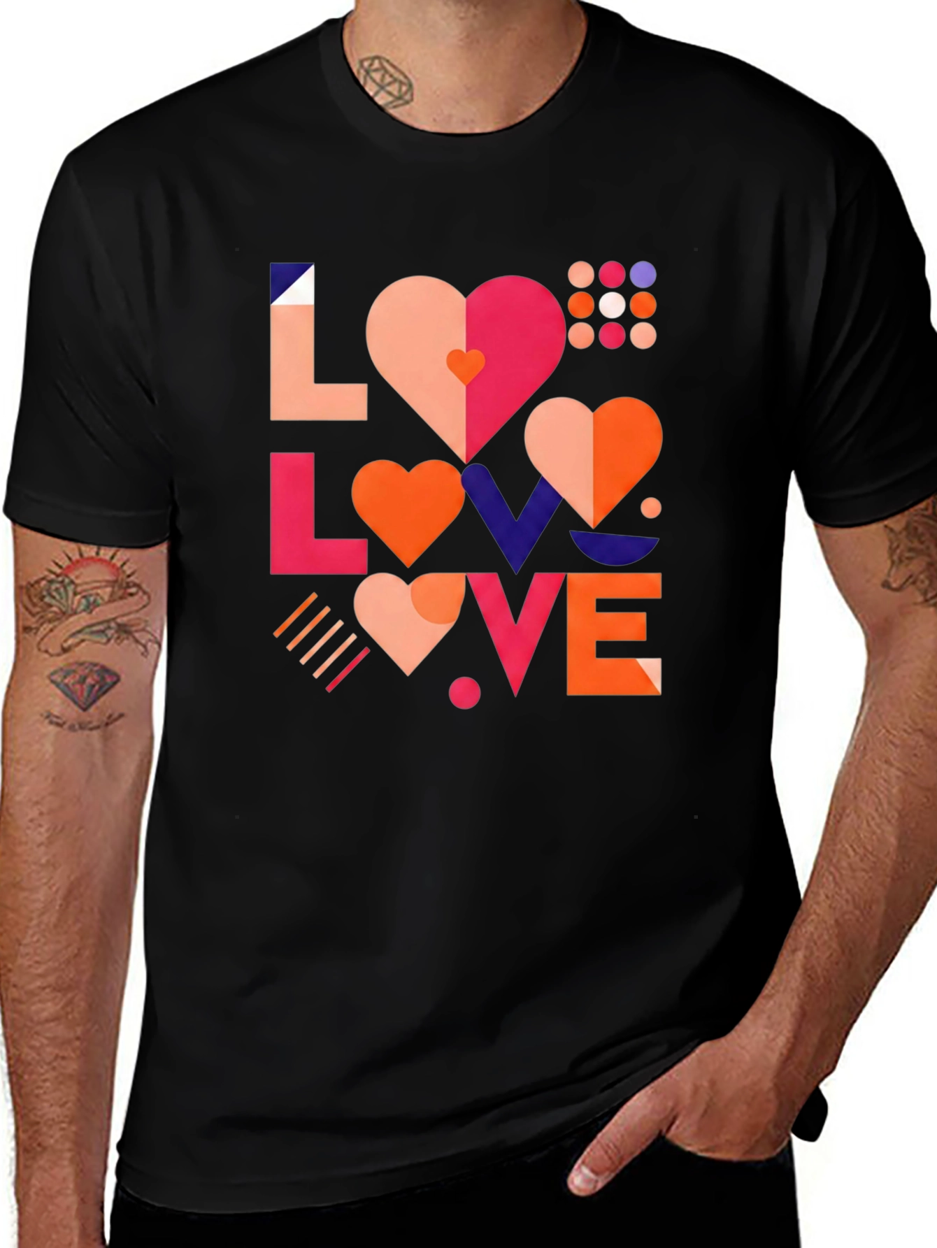 Variant 25 of Geometric Love Graphic Black Tee