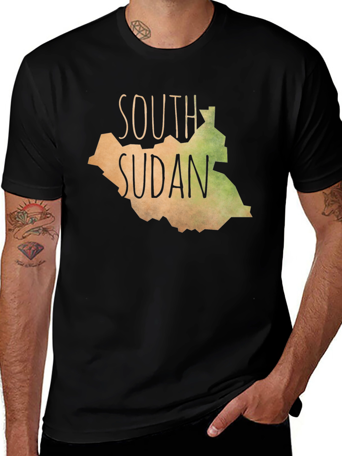 Variant 24 of South Sudan Map Graphic Tee - Black