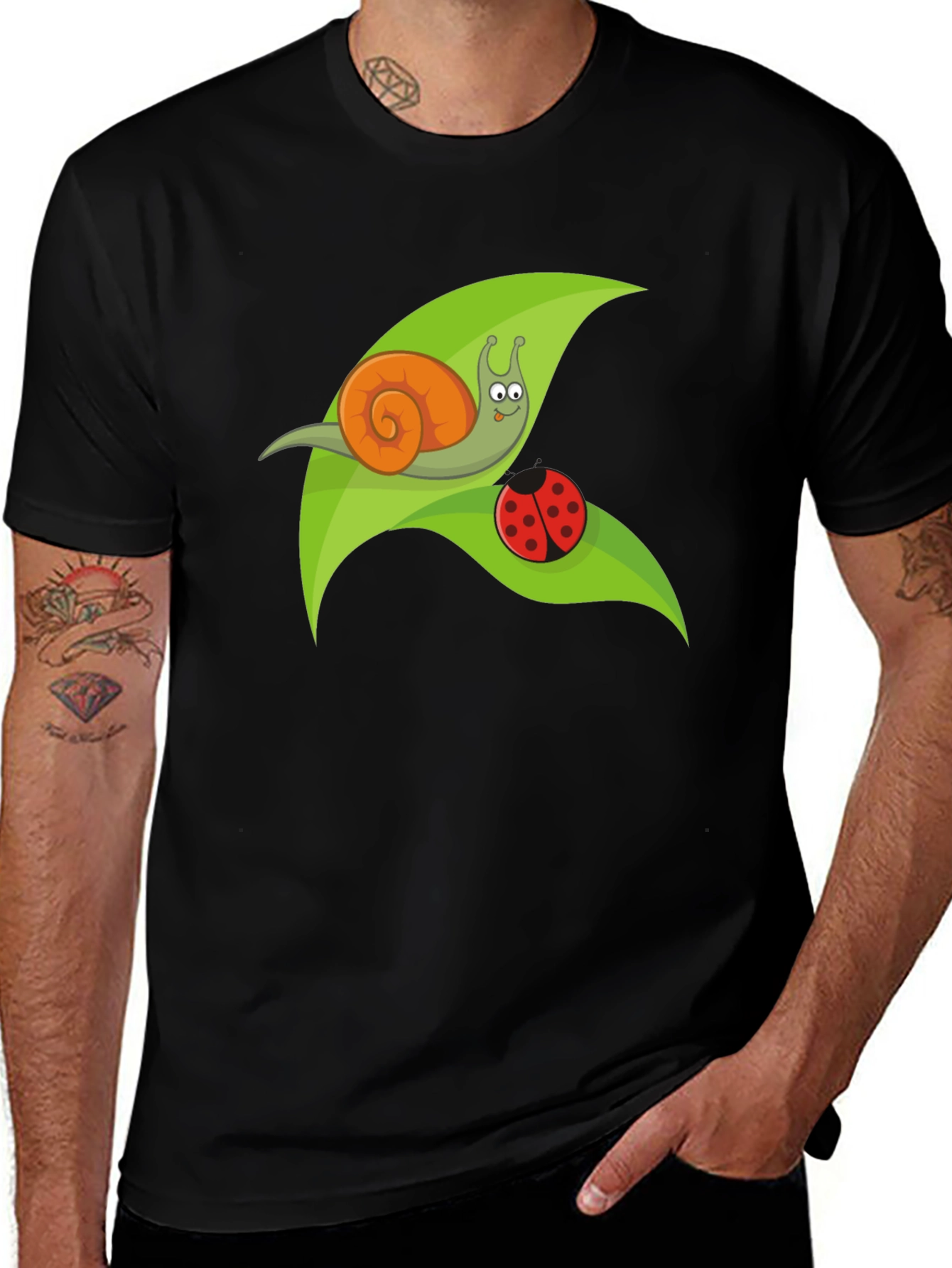 Variant 15 of Snail & Ladybug Graphic Tee - Nature Lover Shirt